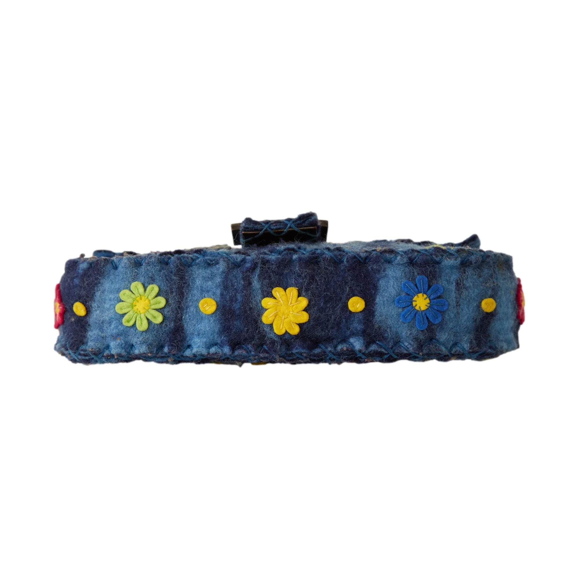 Fendi Blue Felt Flower Baguette Bag - Image 3