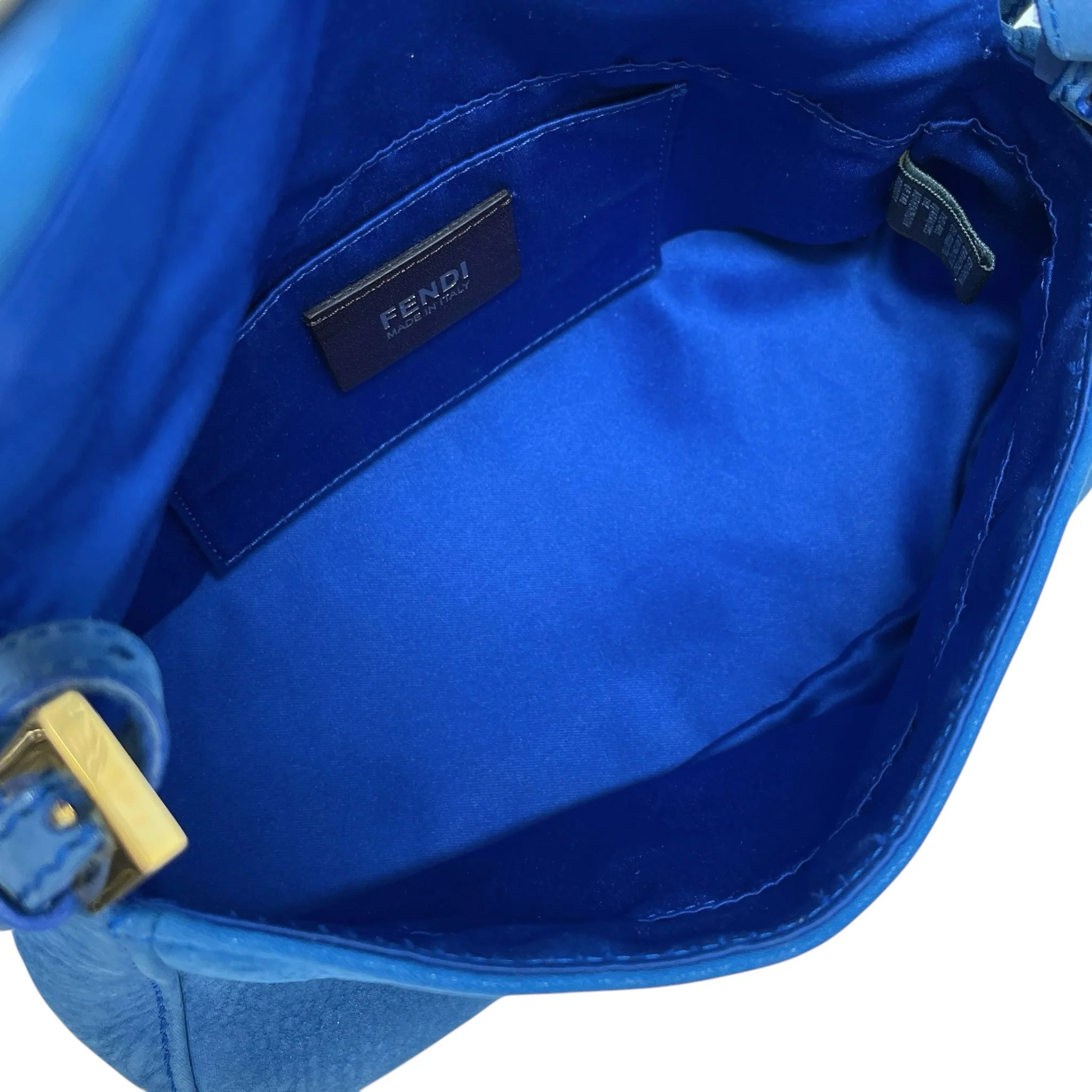 Fendi Blue Leather Mini Mamma Baguette Bag - Image 3