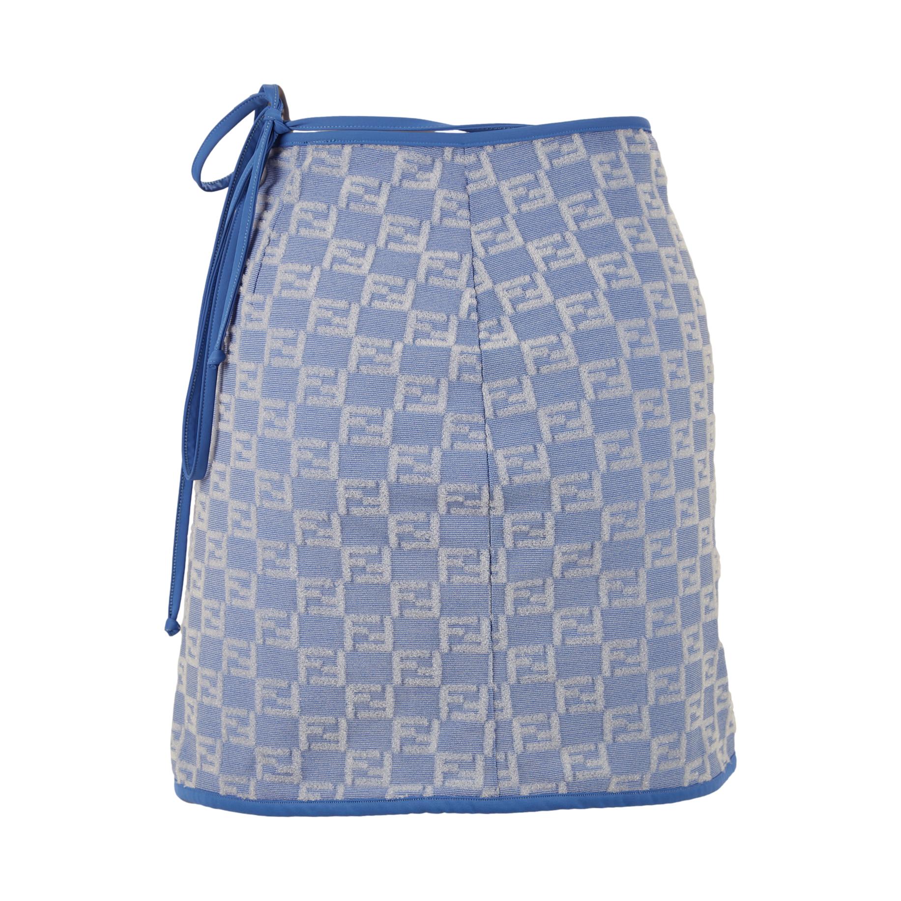 Fendi Blue Logo Tie Skirt - Image 2