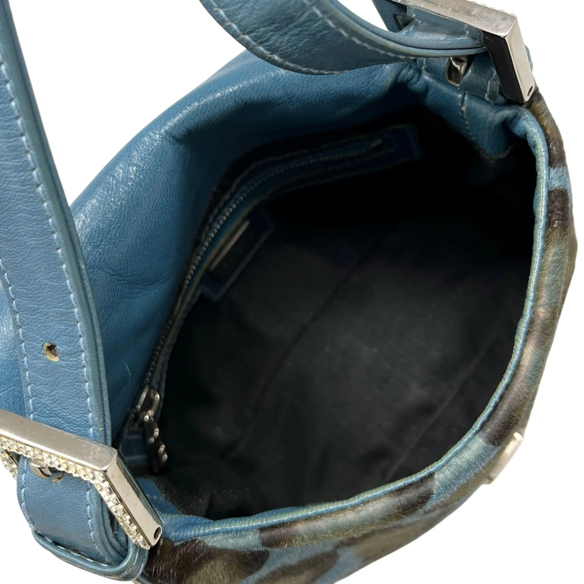 Fendi Blue Mini Rhinestone  Baguette Bag - Image 3
