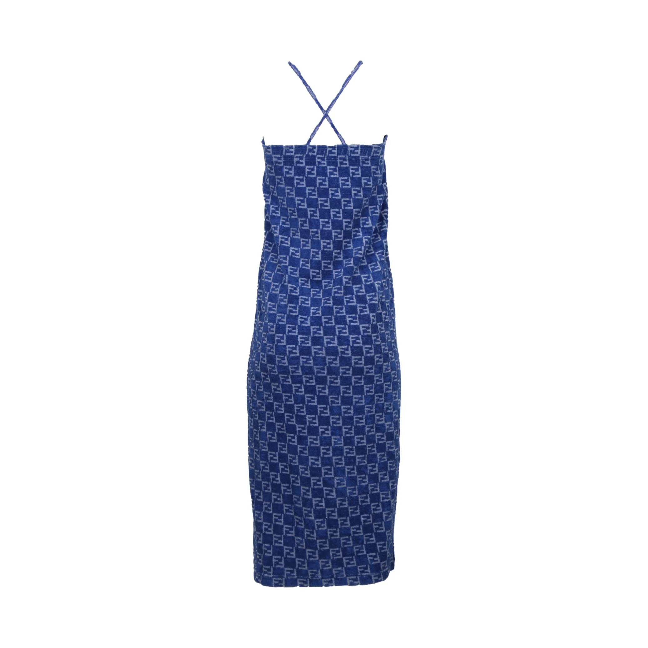 Fendi Blue Terry Cloth Logo Dress - Image 2