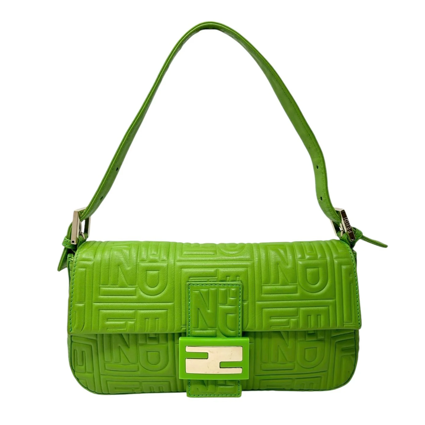 Fendi Bright Green Logo Baguette