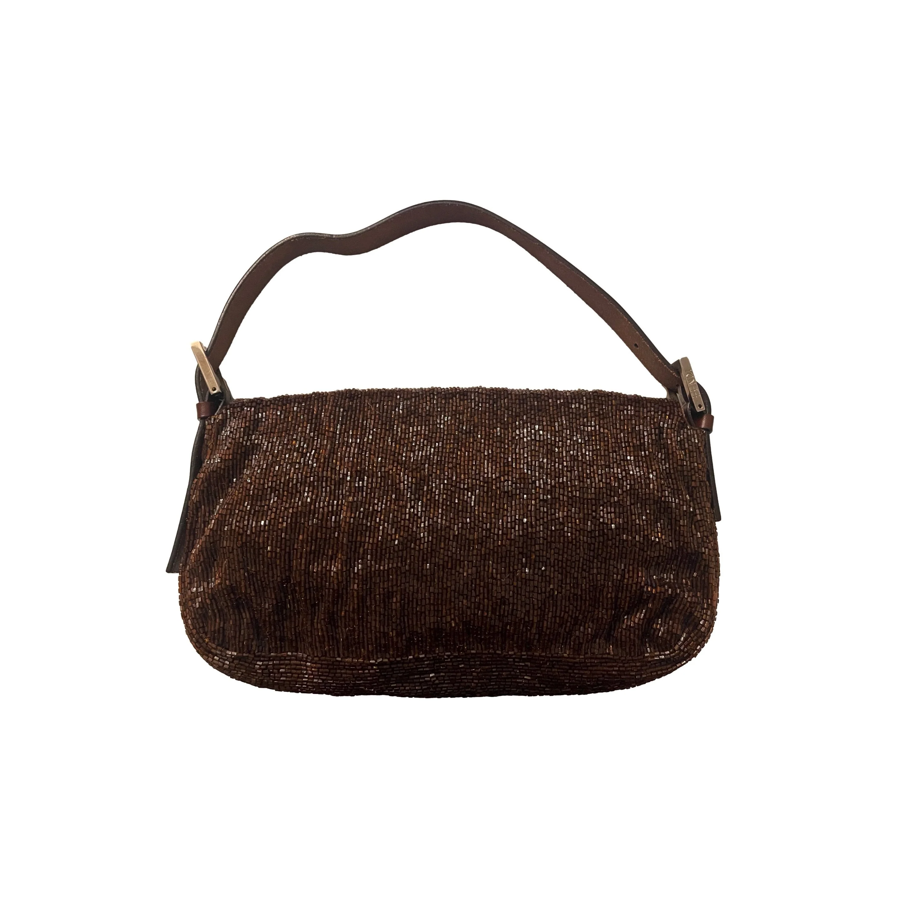 Fendi Brown Beaded Baguette Bag - Image 2