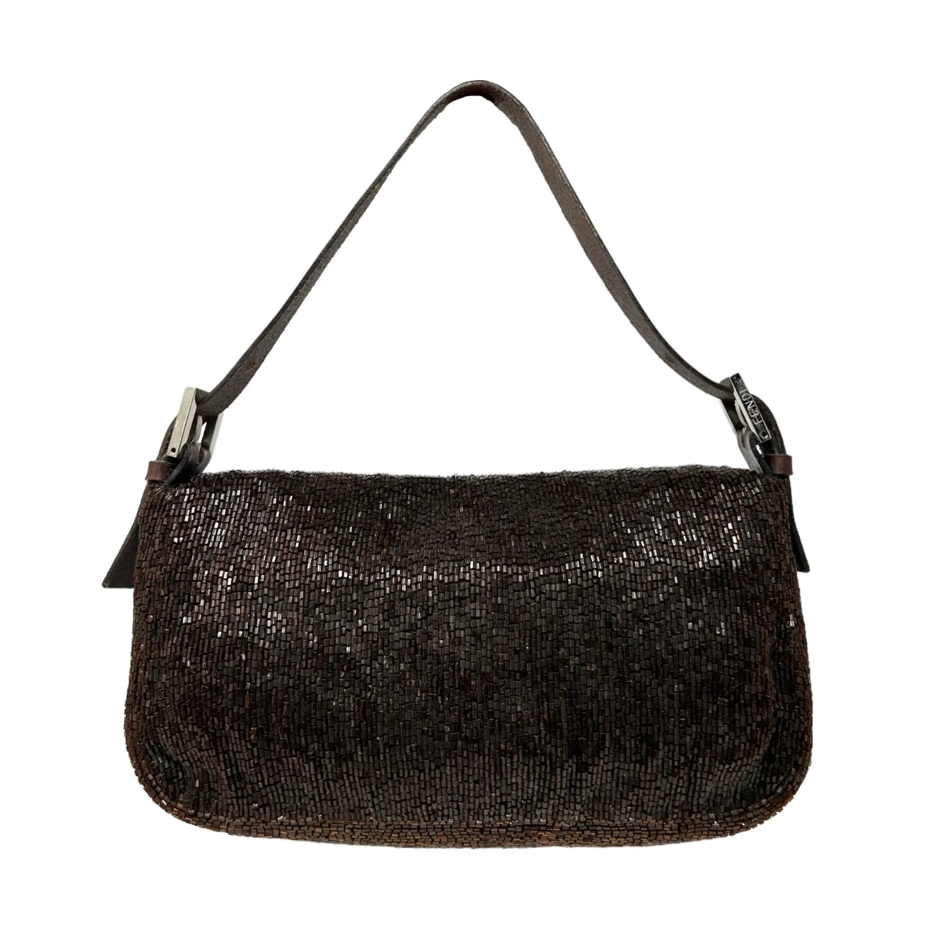 Fendi Brown Beaded Baguette Bag - Image 2