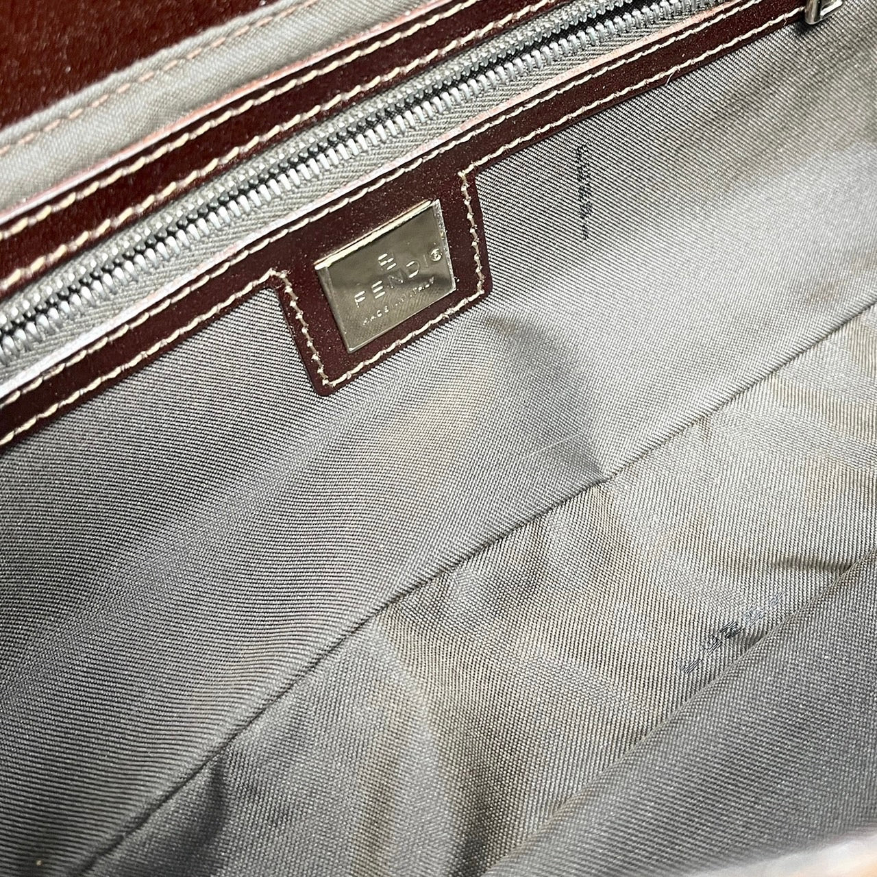 Fendi Brown Beaded Baguette Bag - Image 3