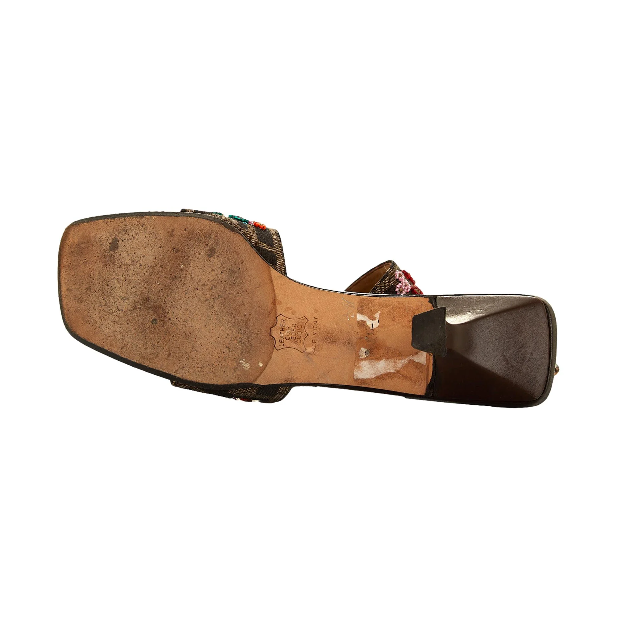Fendi Brown Beaded Kitten Heels - Image 3