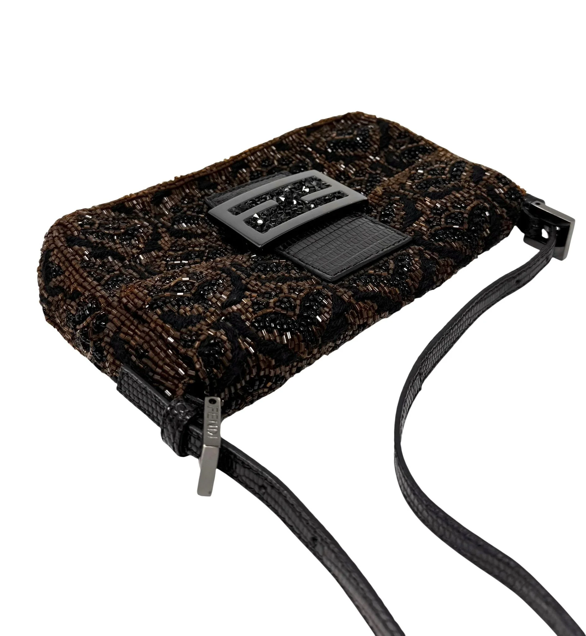 Fendi Brown Beaded Mini Baguette - Image 3