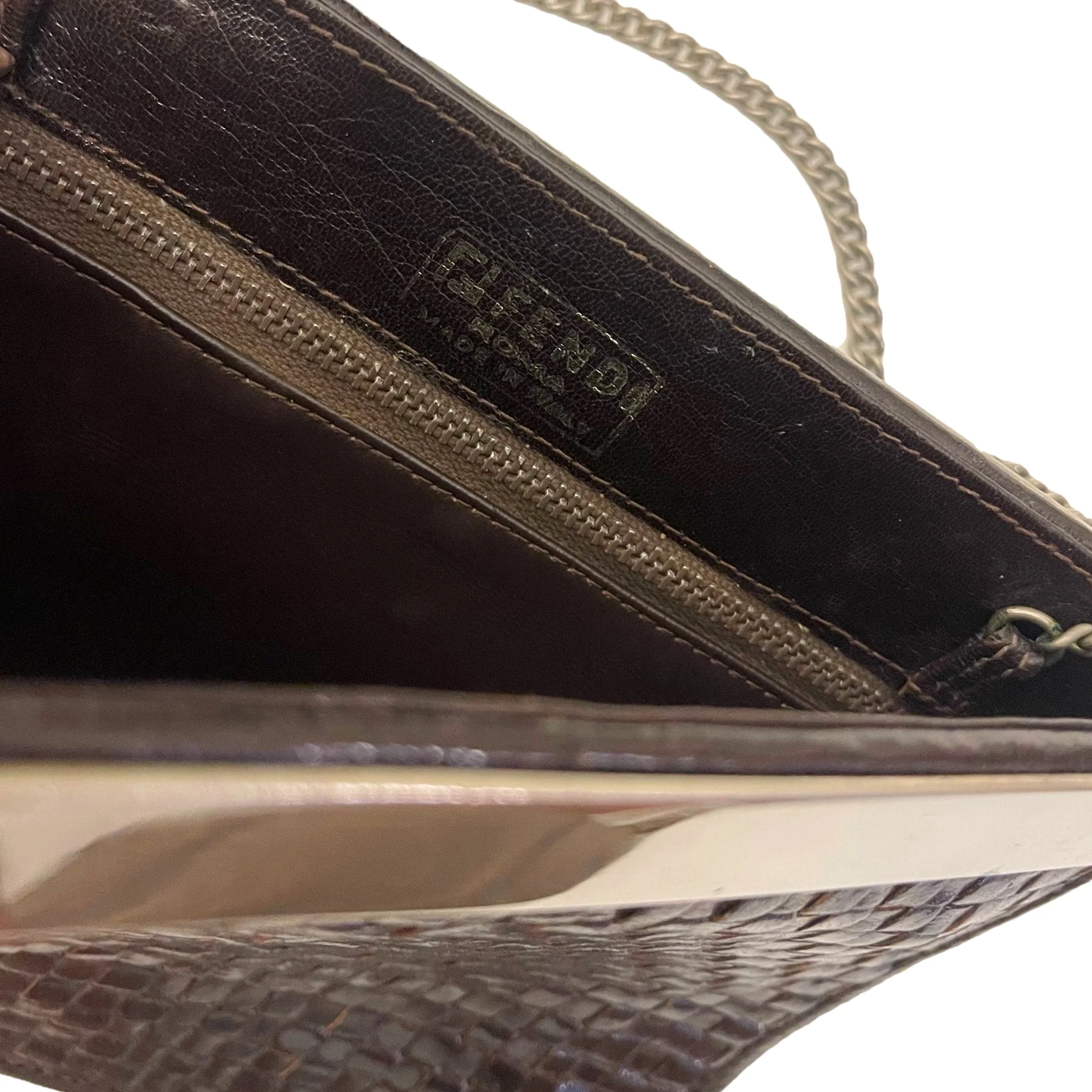 Fendi Brown Braided Crossbody Mini Bag - Image 3