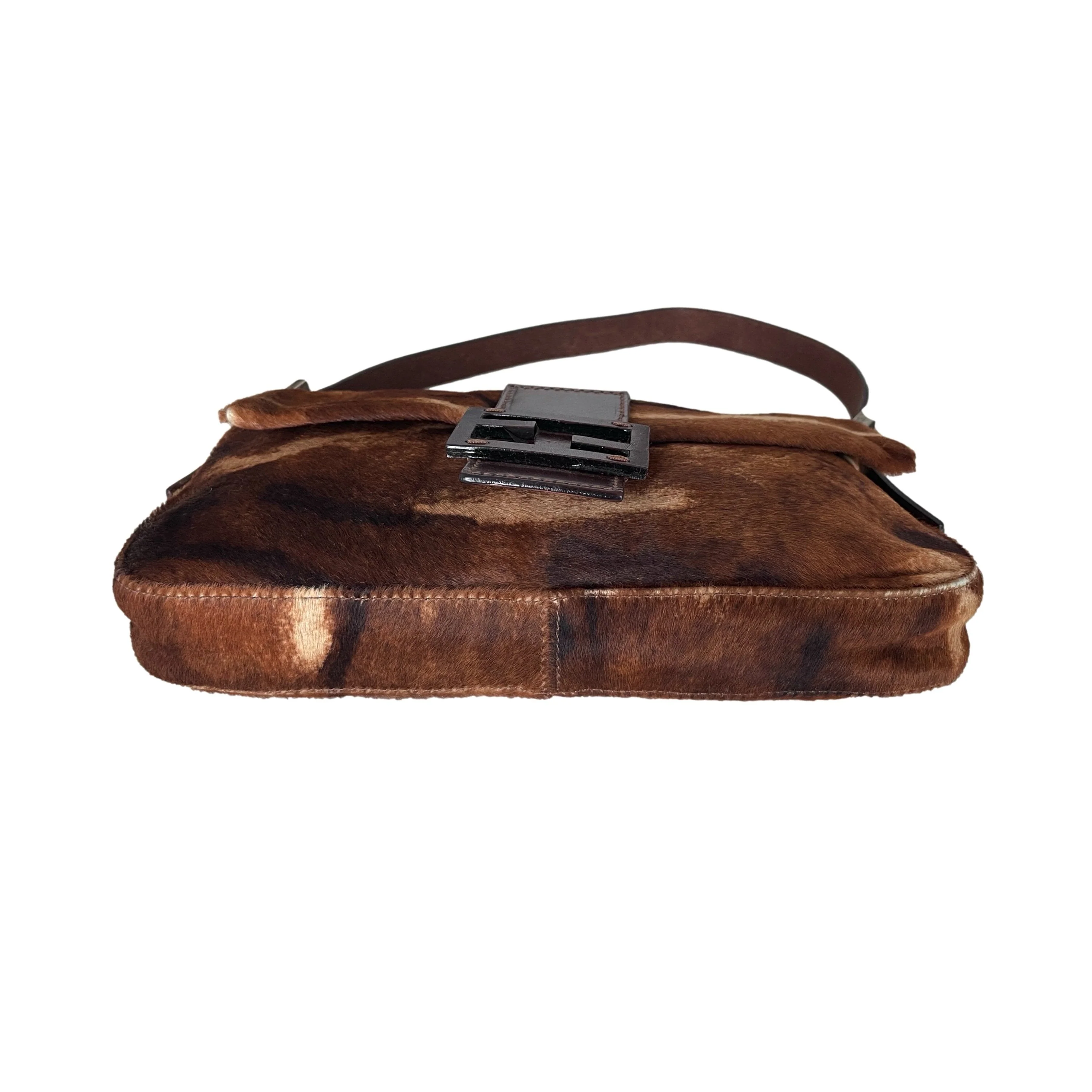 Fendi Brown Calf Hair Baguette Bag - Image 3