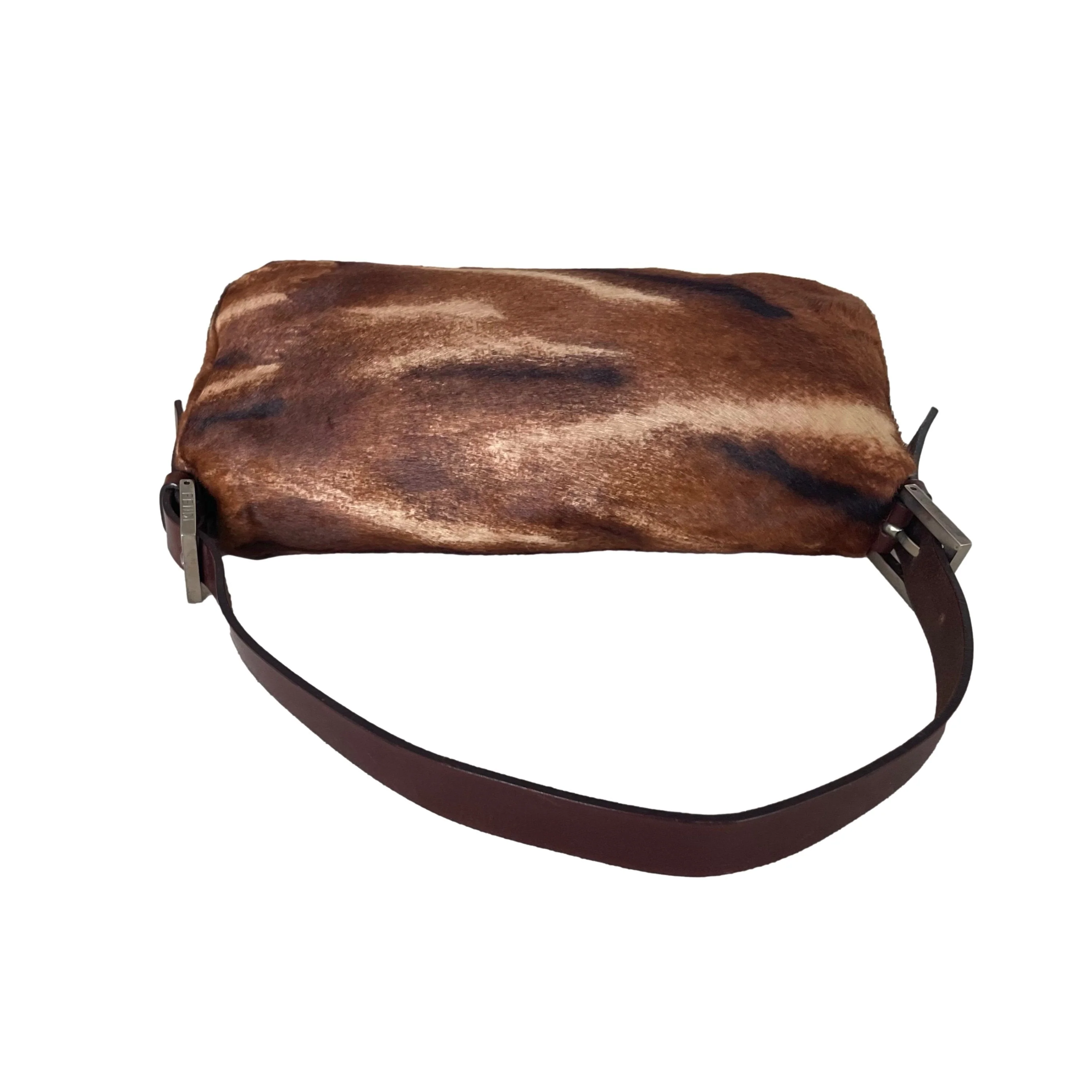 Fendi Brown Calf Hair Baguette Bag - Image 4