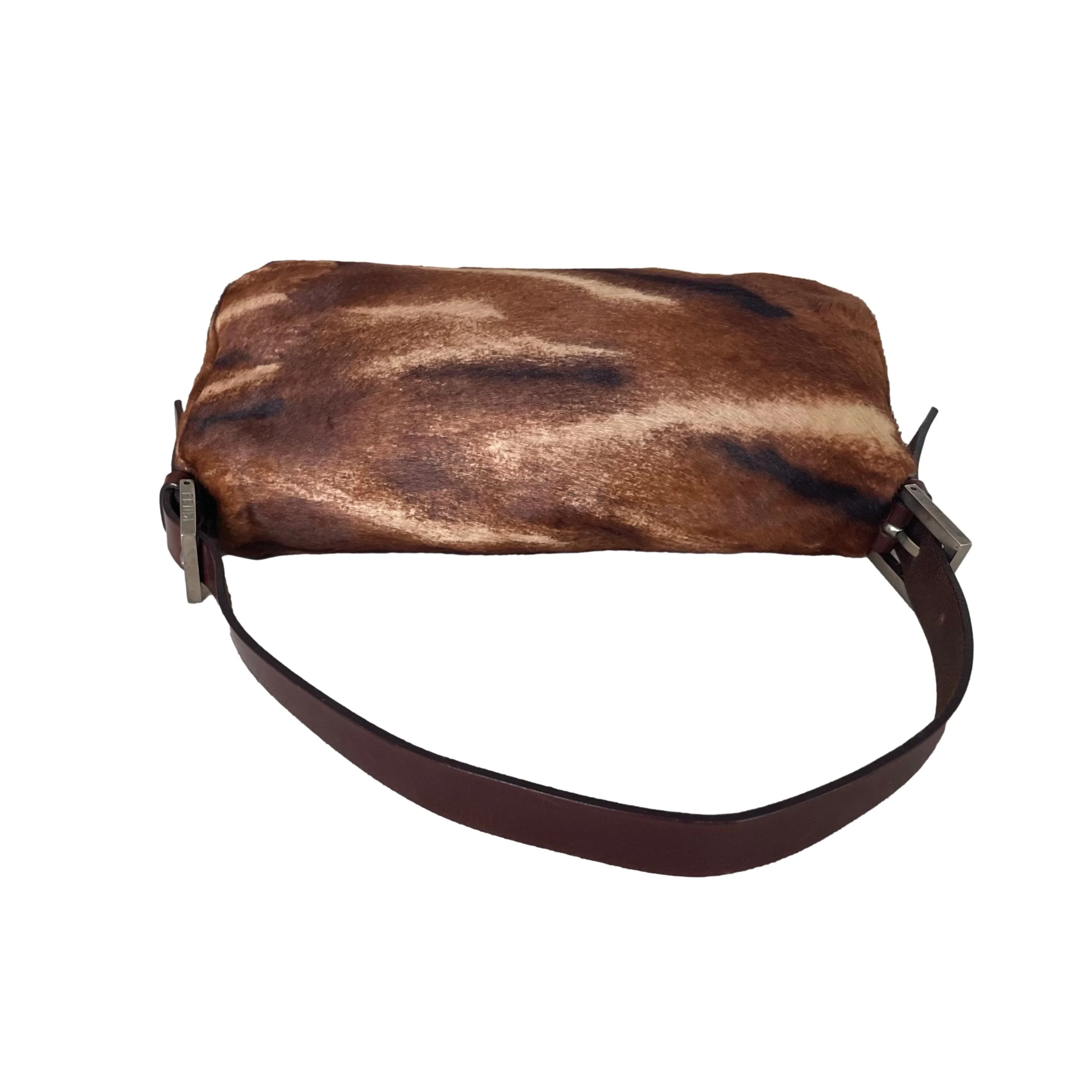 Fendi Brown Calf-Hair Baguette Bag - Image 4