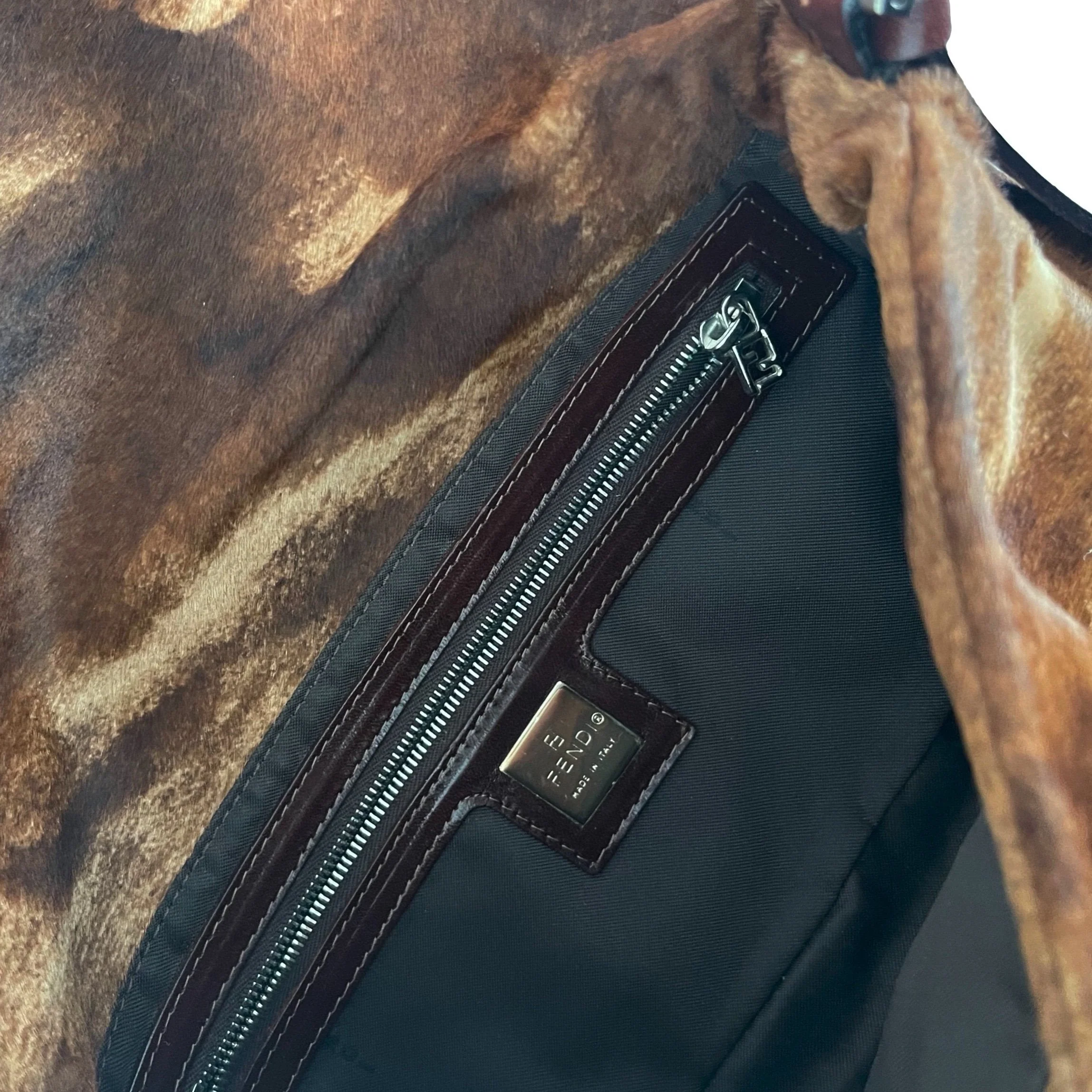 Fendi Brown Calf-Hair Baguette Bag - Image 5