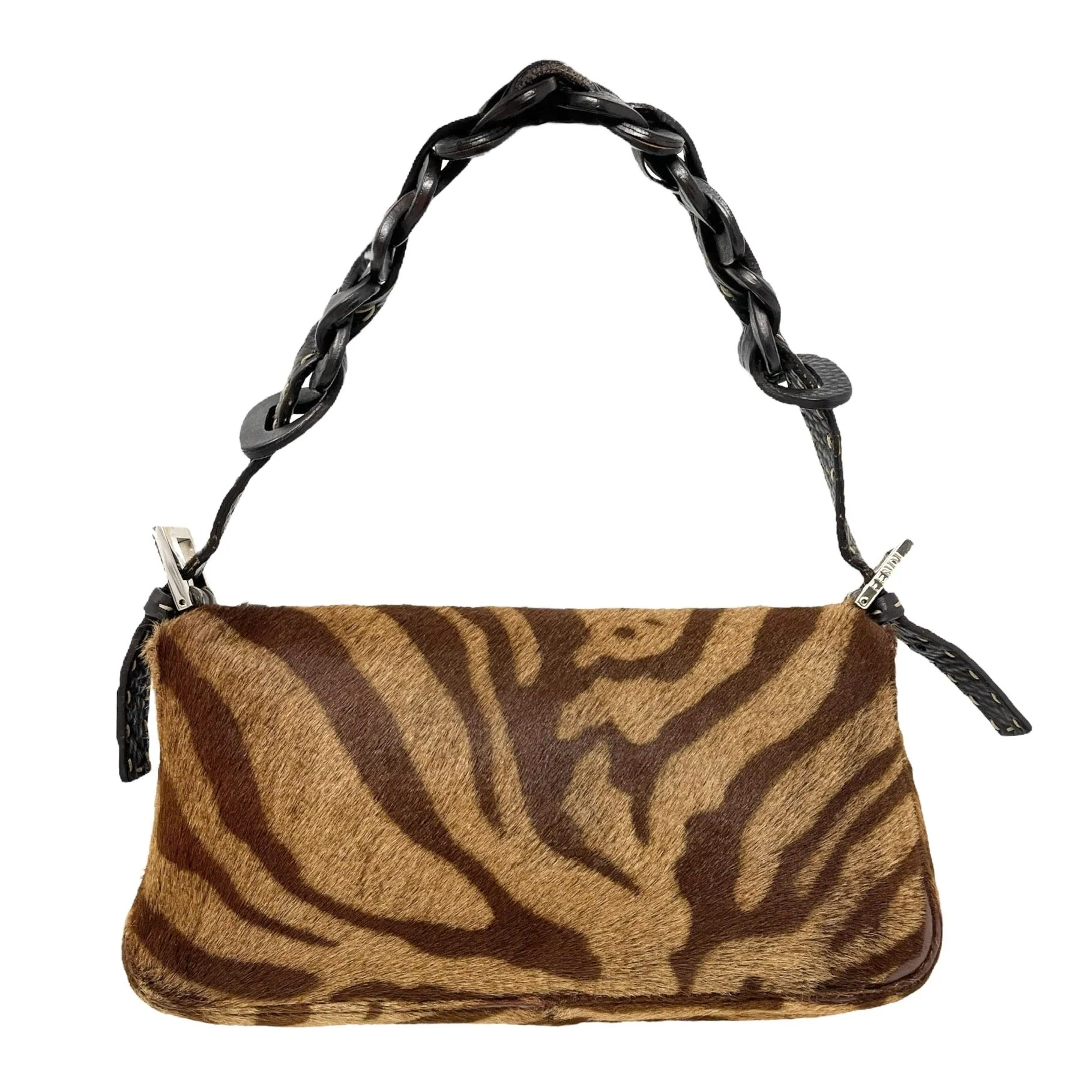 Fendi Brown Calfhair Selleria Baguette Bag - Image 2
