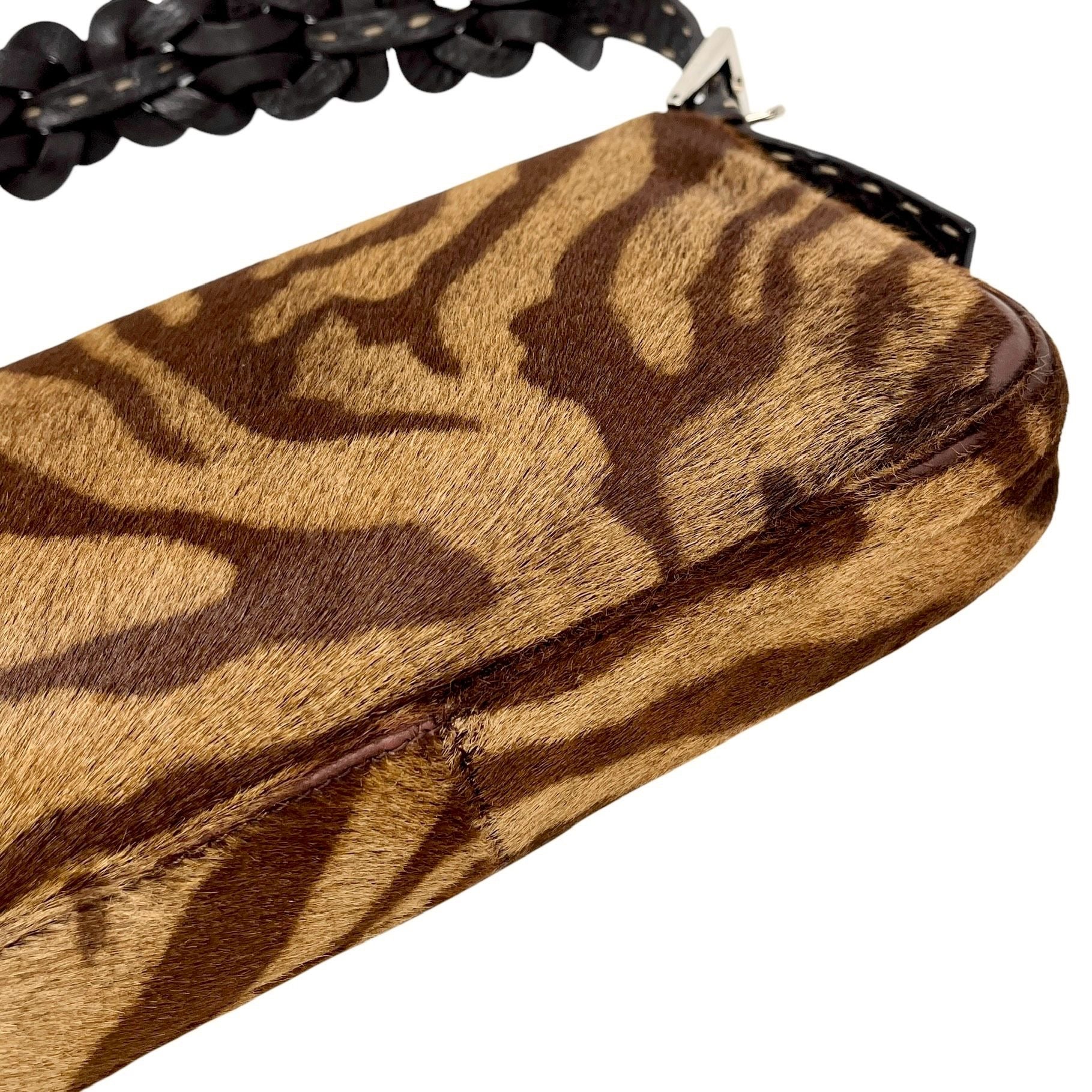Fendi Brown Calfhair Selleria Baguette Bag - Image 6