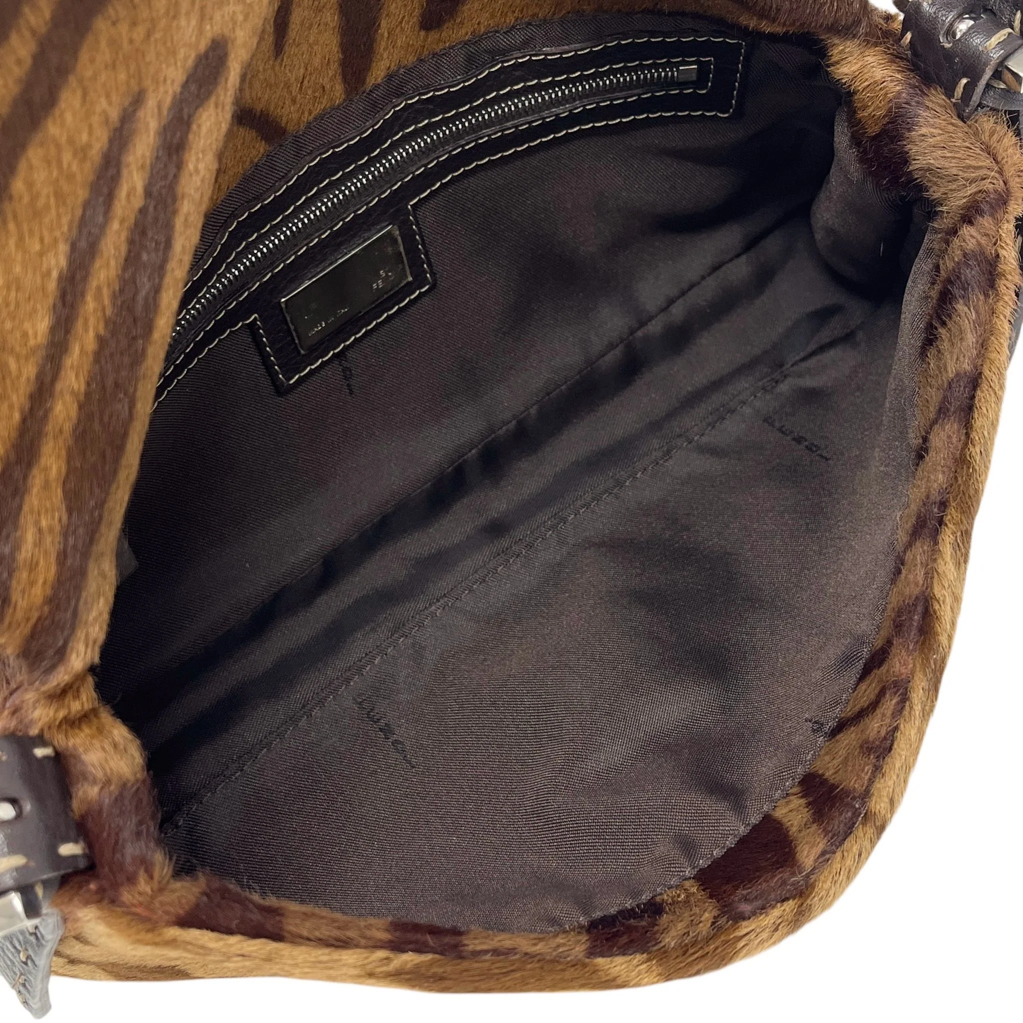 Fendi Brown Calfhair Selleria Baguette Bag - Image 7