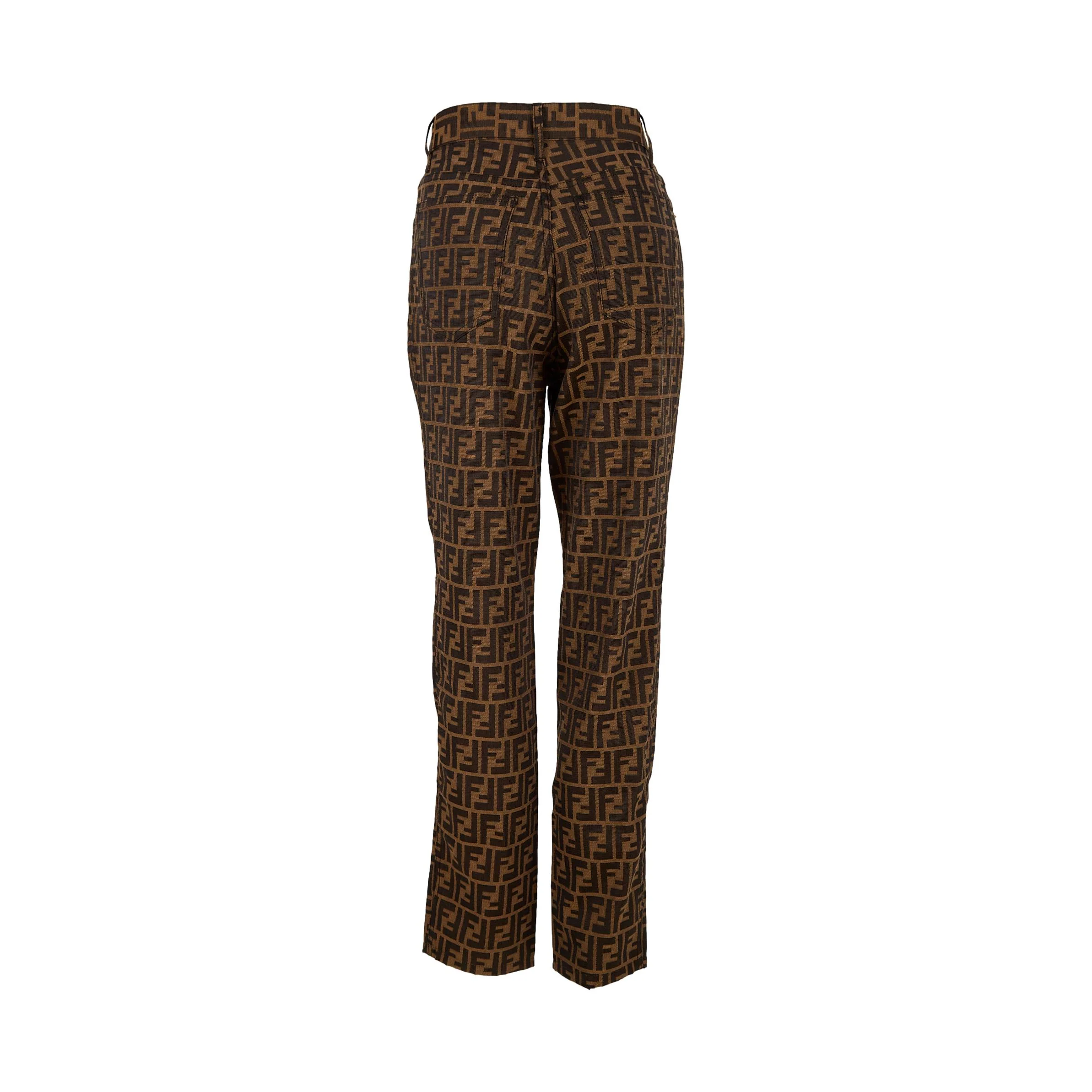 Fendi Brown Classic Logo Pants - Image 2