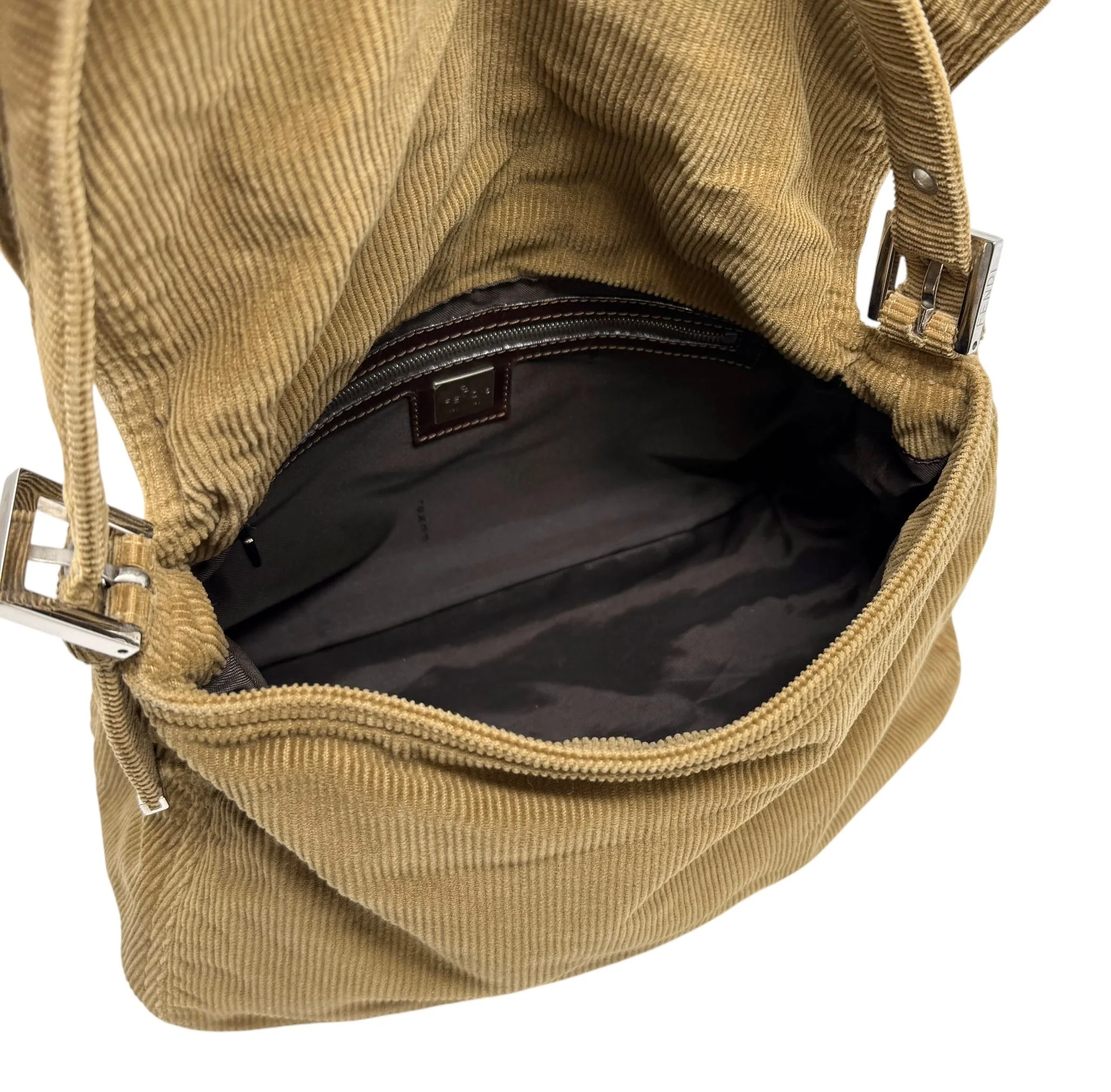 Fendi Brown Corduroy Baguette Bag - Image 3