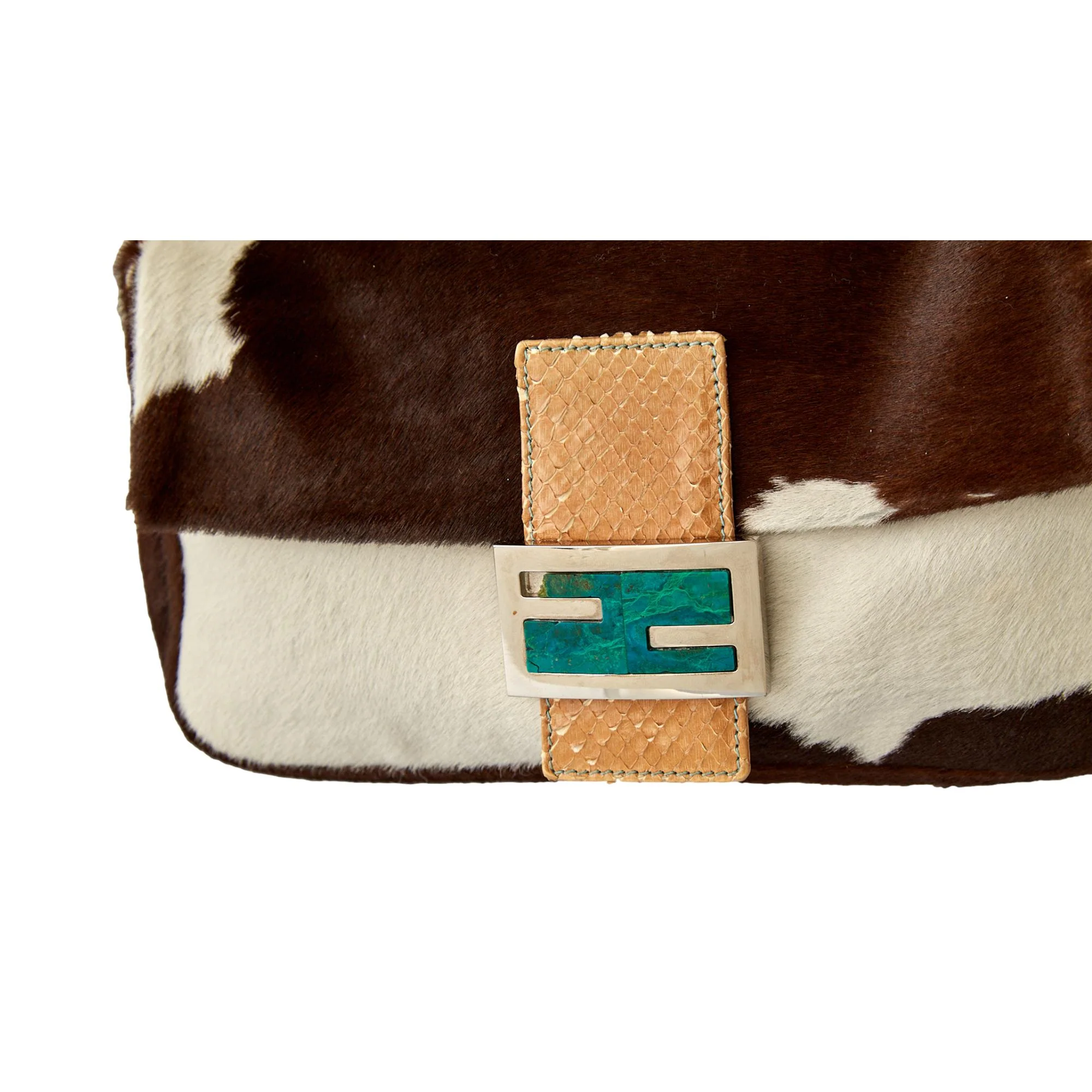 Fendi Brown Cowprint Baguette Bag - Image 4