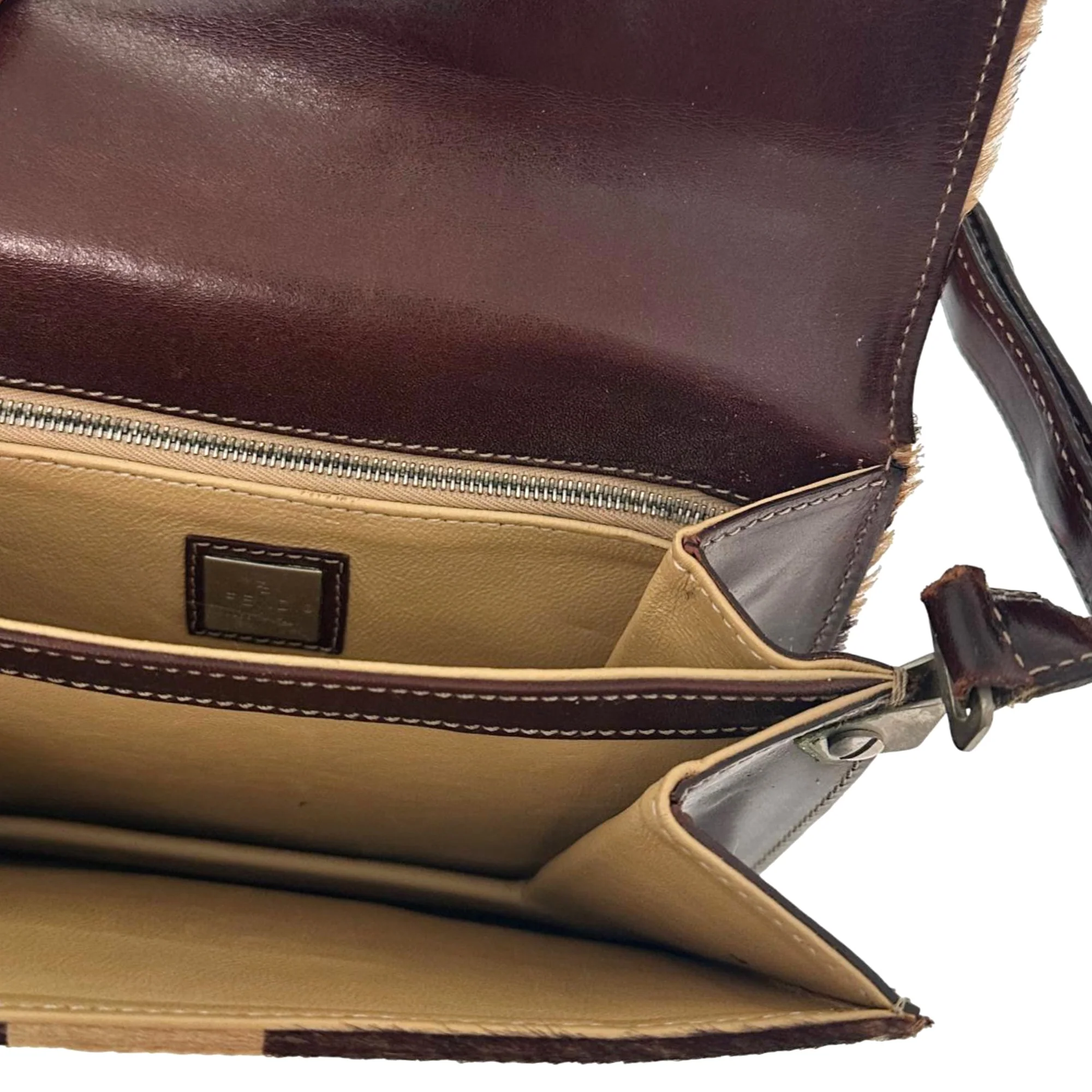 Fendi Brown Cowprint Calfhair Shoulder Bag - Image 3