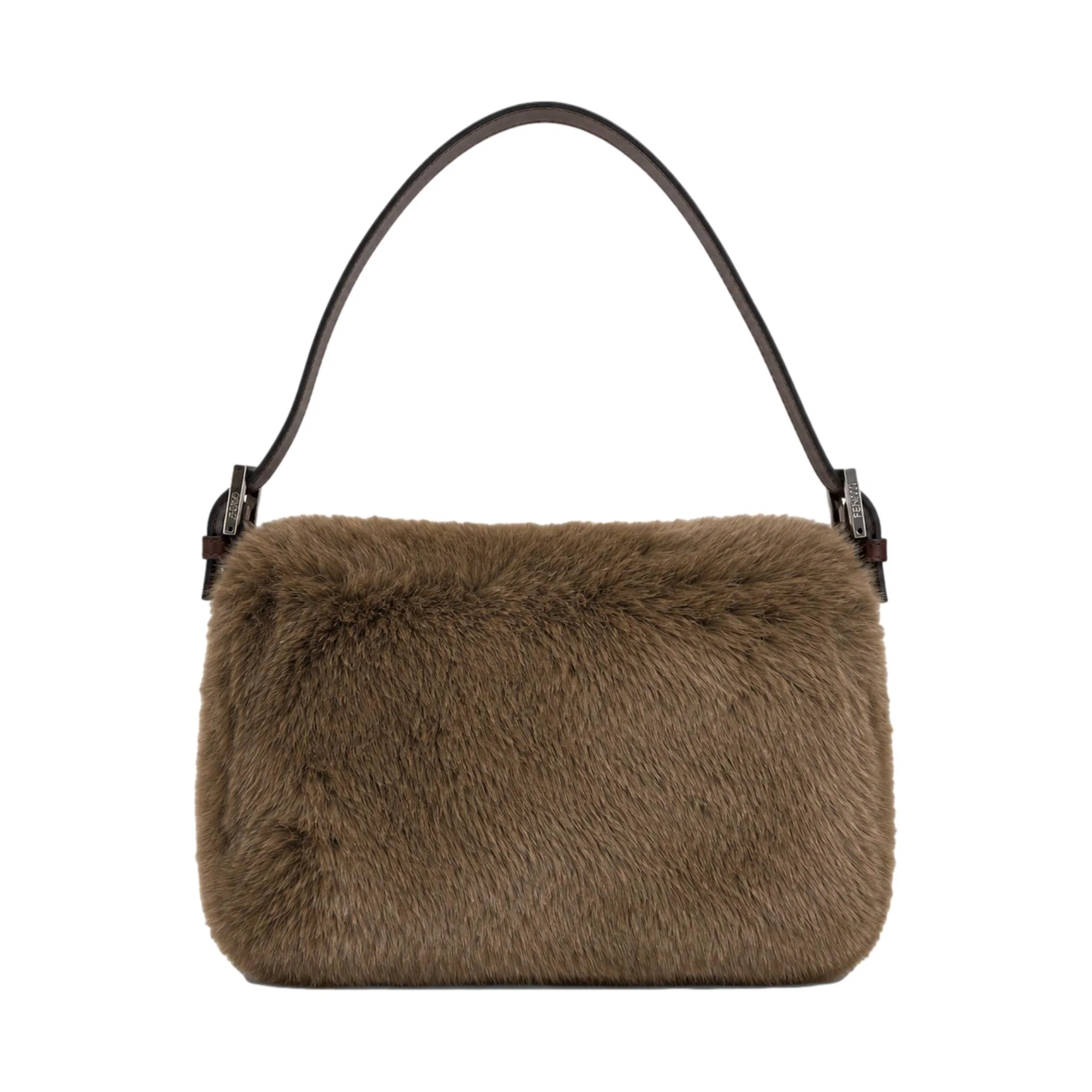 Fendi Brown Fur Baguette Shoulder Bag - Image 2