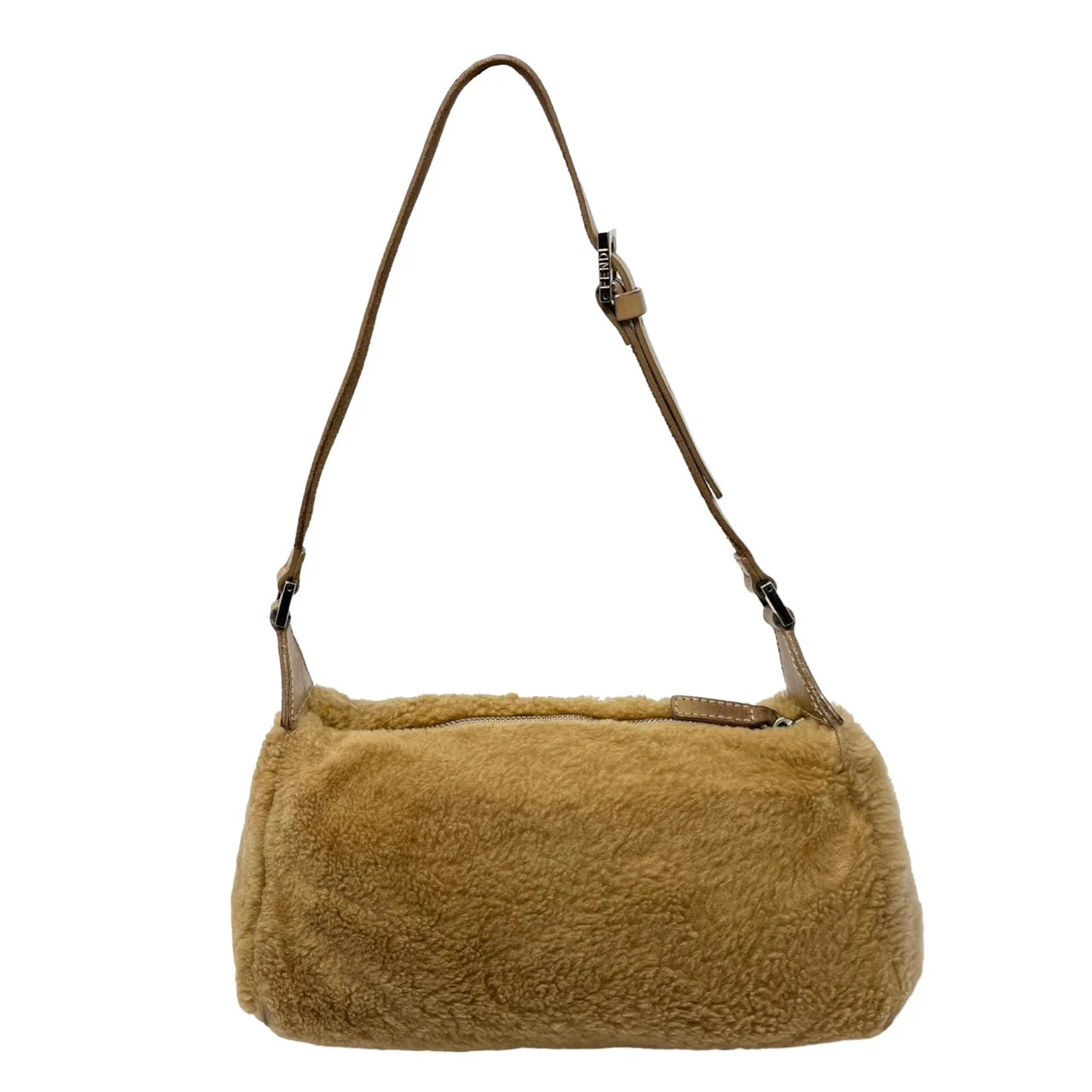 Fendi Brown Fur Logo Shoulder Bag - Image 2