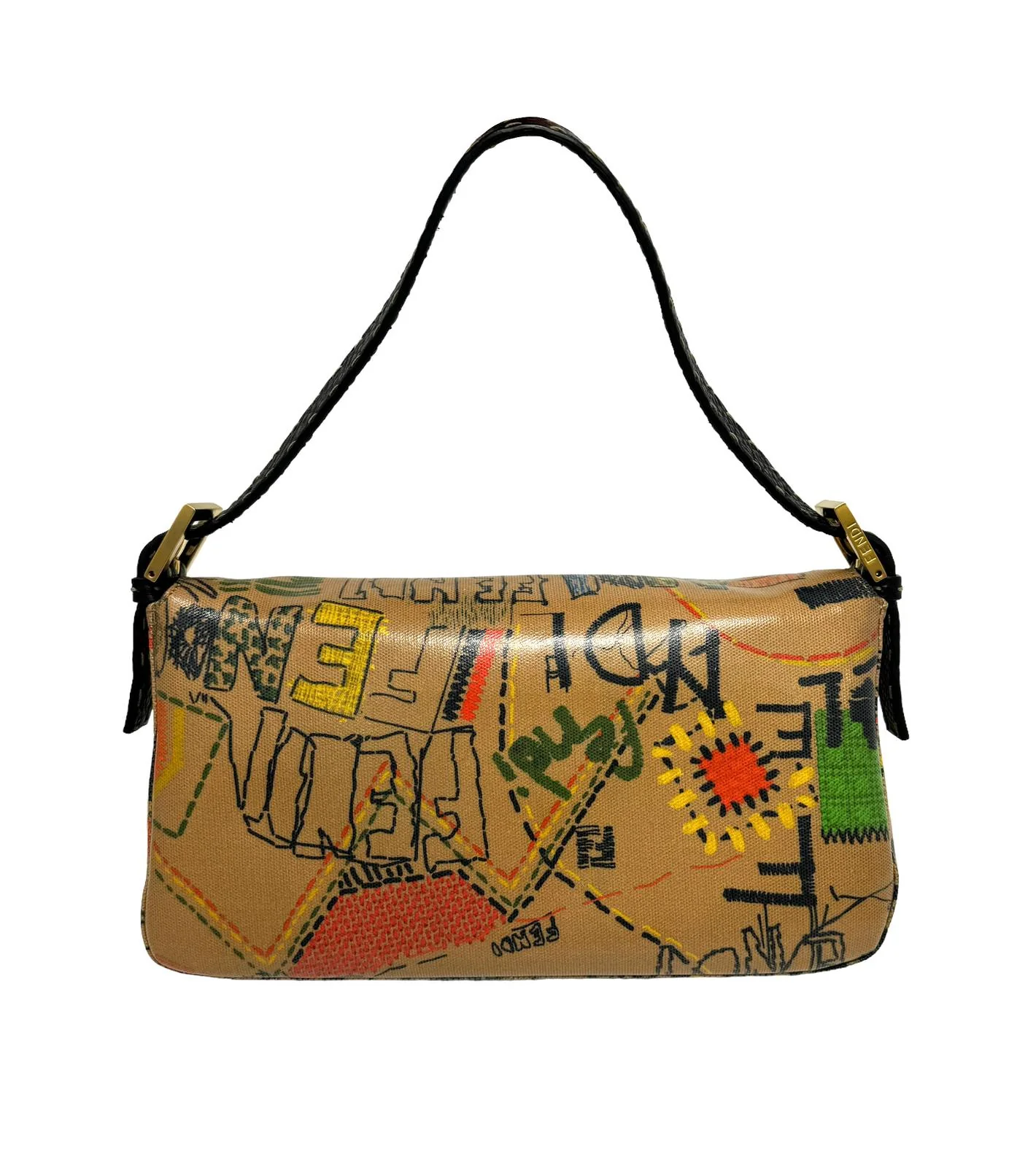 Fendi Brown Graffiti Logo Baguette - Image 2