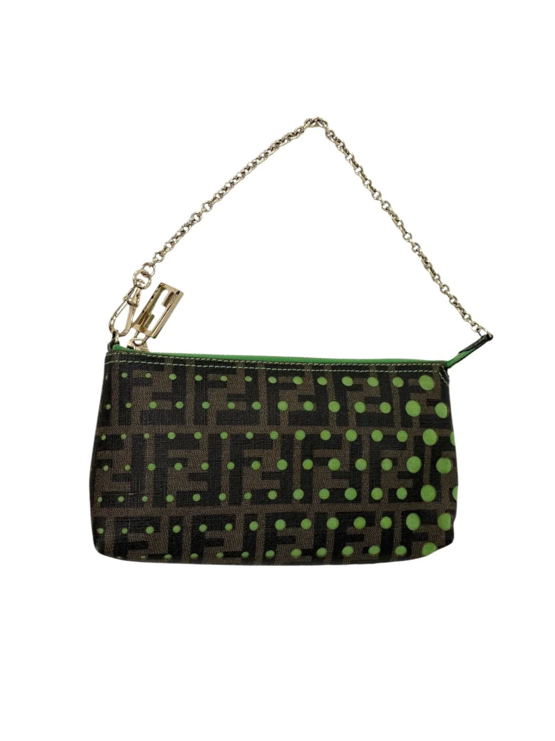 Fendi Brown + Green Polka Dot Bag