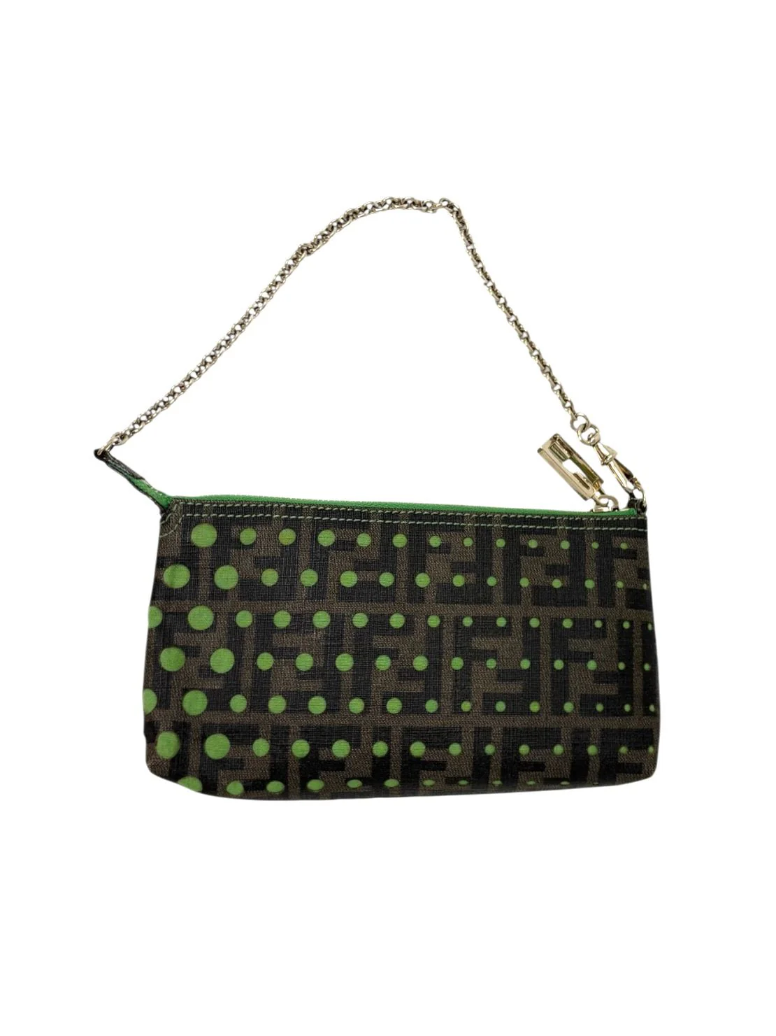 Fendi Brown + Green Polka Dot Bag - Image 2