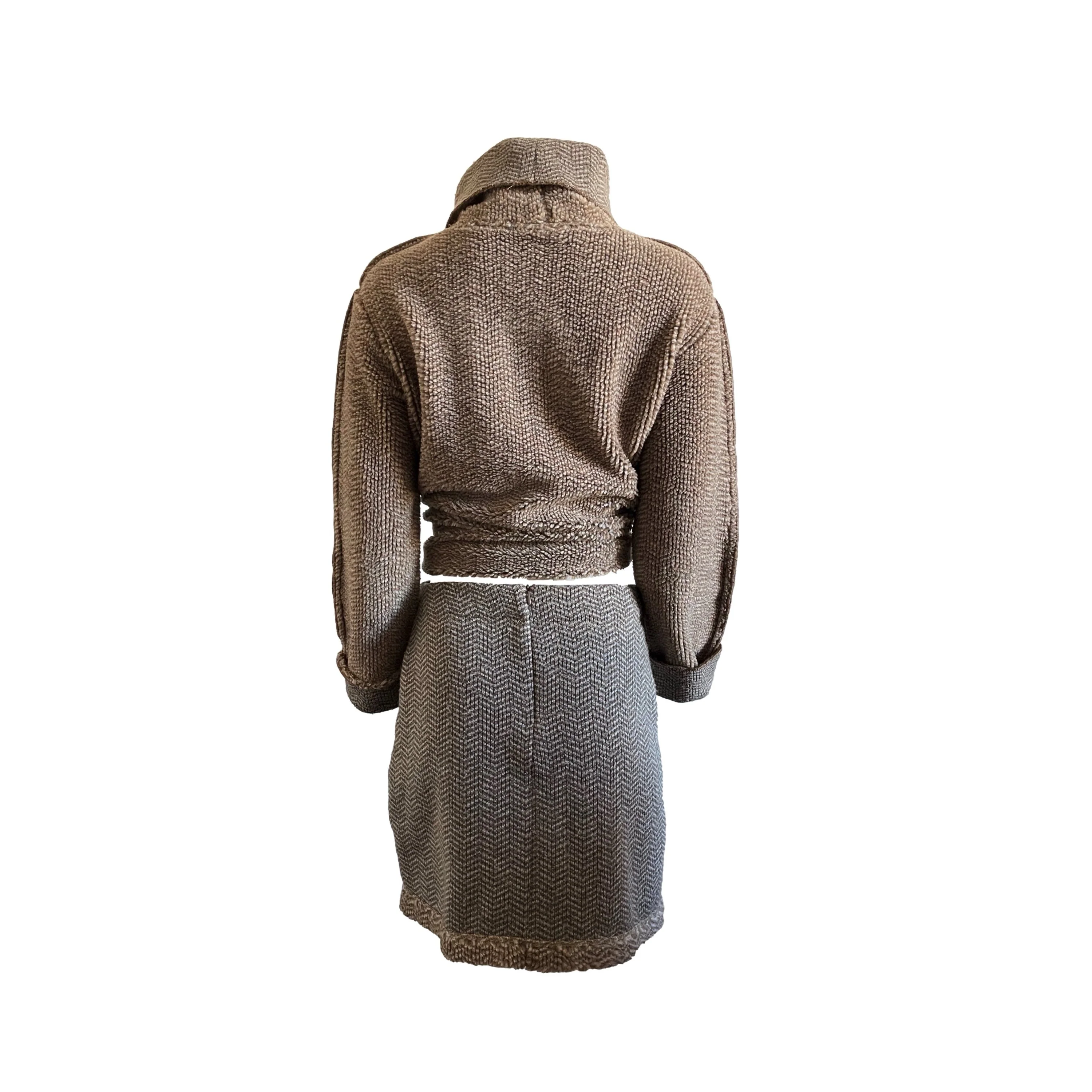 Fendi Brown Knit Logo Skirt Set - Image 2