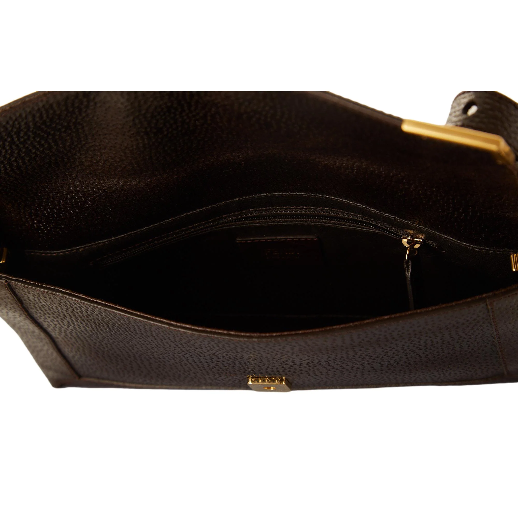 Fendi Brown Leather Frame Baguette - Image 4