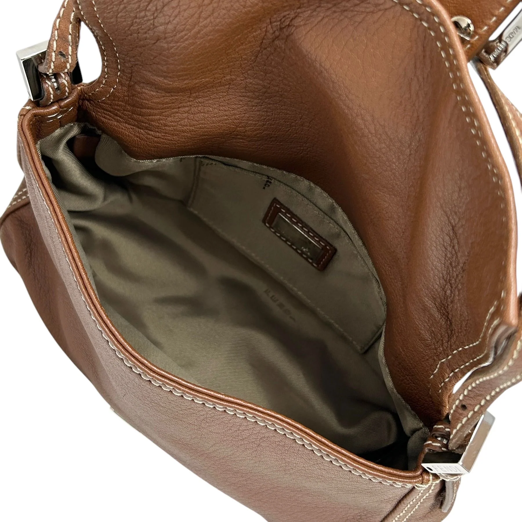 Fendi Brown Leather Mini Baguette - Image 3