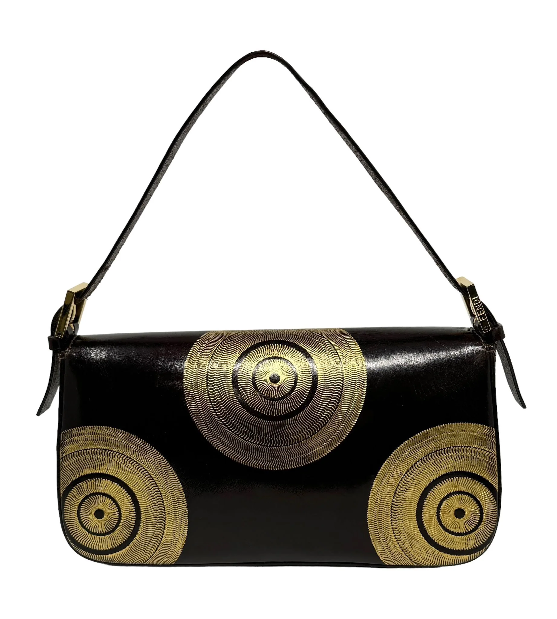 Fendi Brown Leather Painted Baguette - Image 2