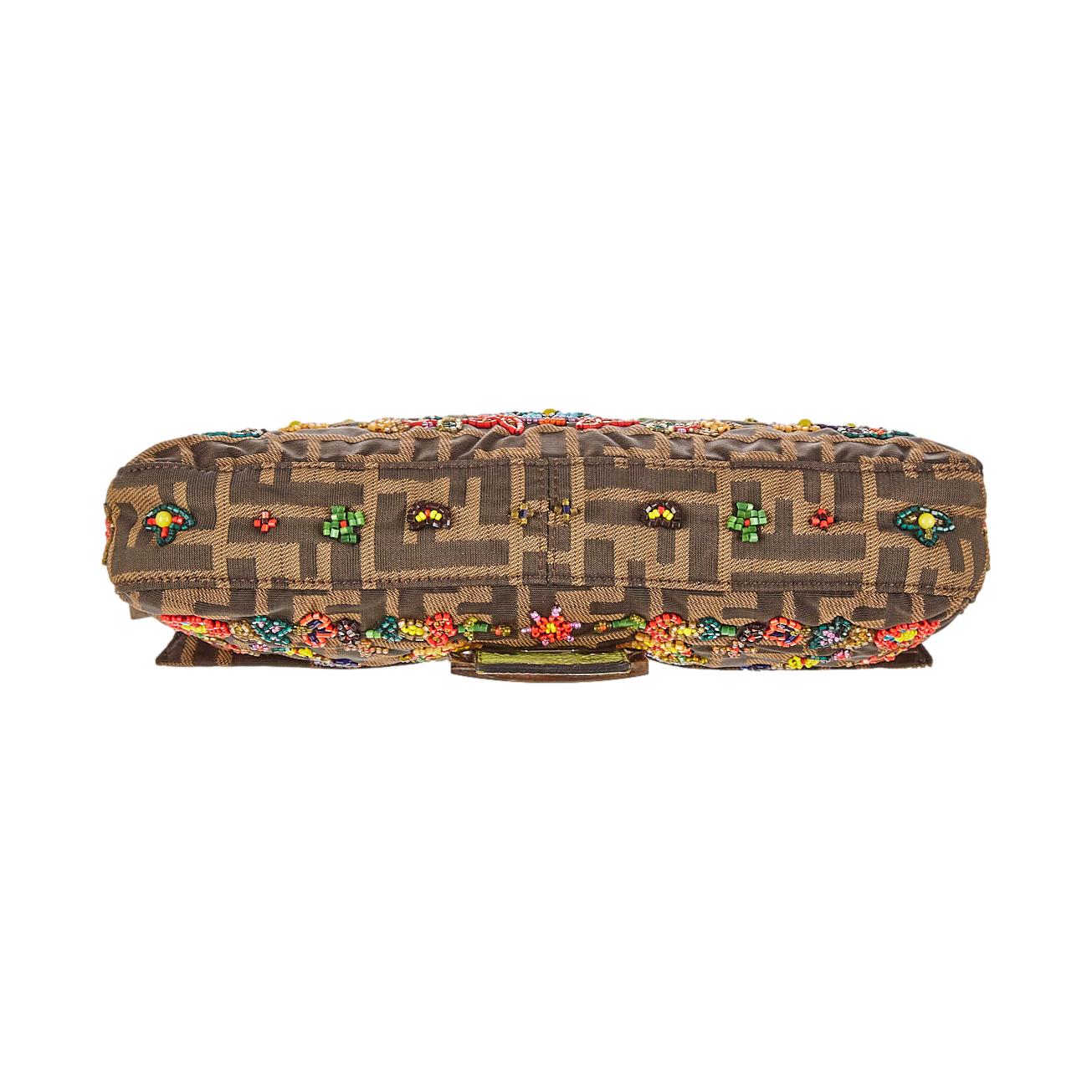 Fendi Brown Logo Beaded Baguette - Image 3