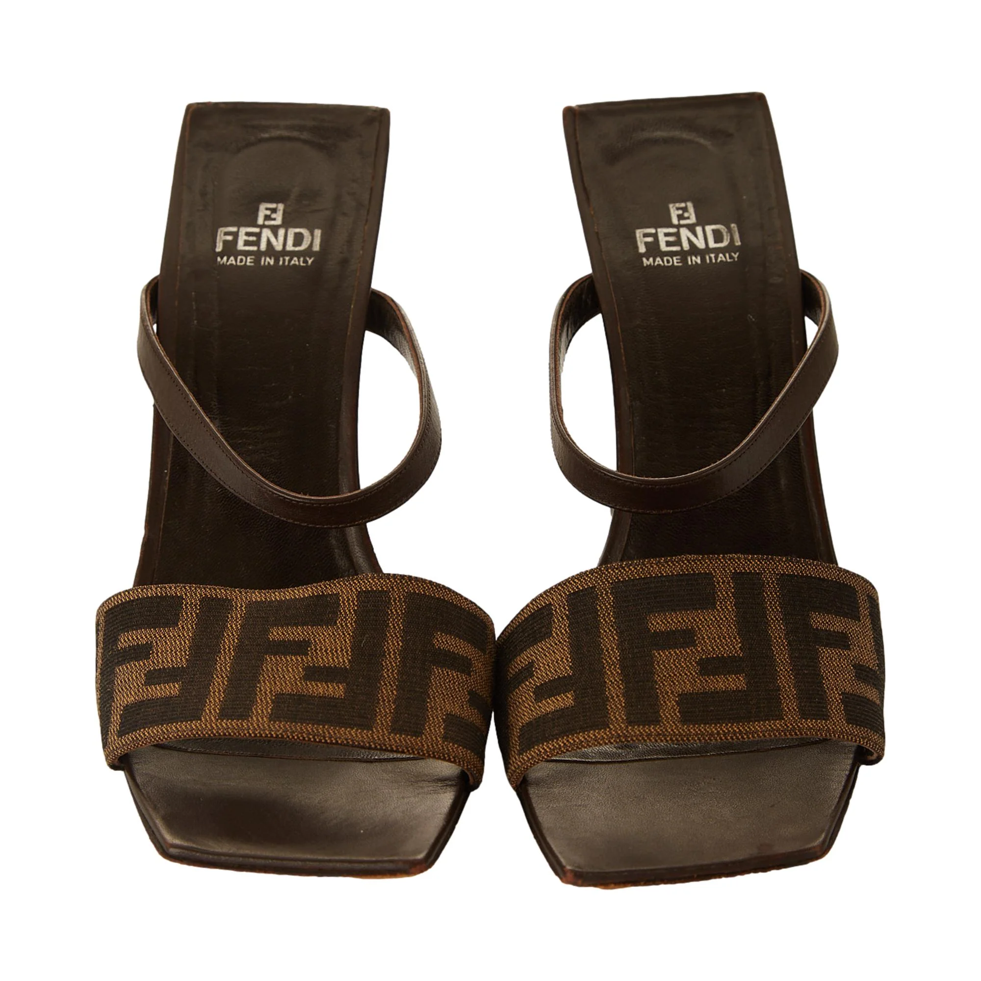 Fendi Brown Logo Cantilever Heels - Image 2