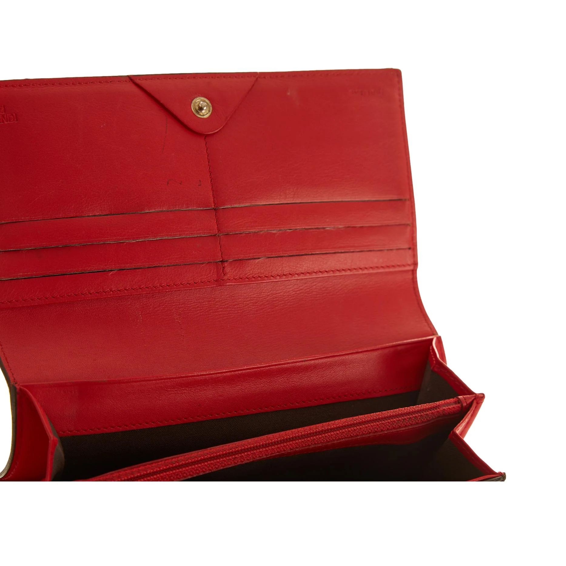 Fendi Brown Logo Heart Print Wallet - Image 4