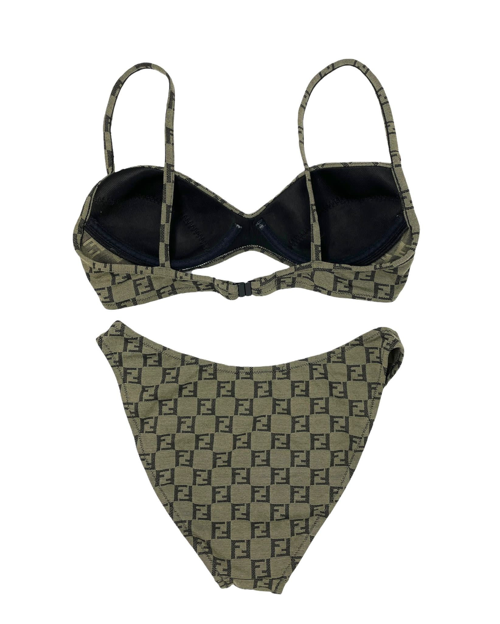 Fendi Brown Logo High Cut Bikini - Image 2
