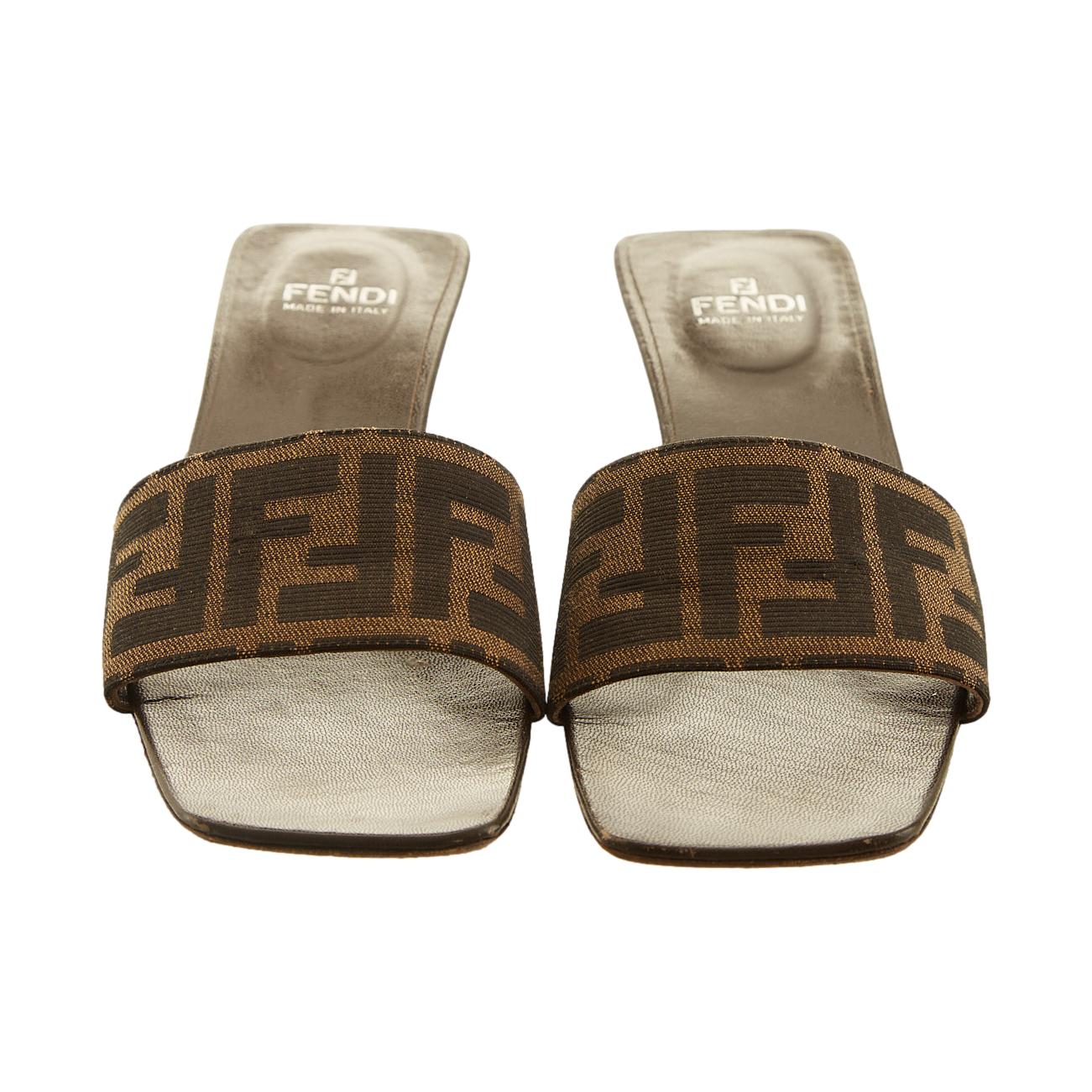 Fendi Brown Logo Kitten Heel - Image 2