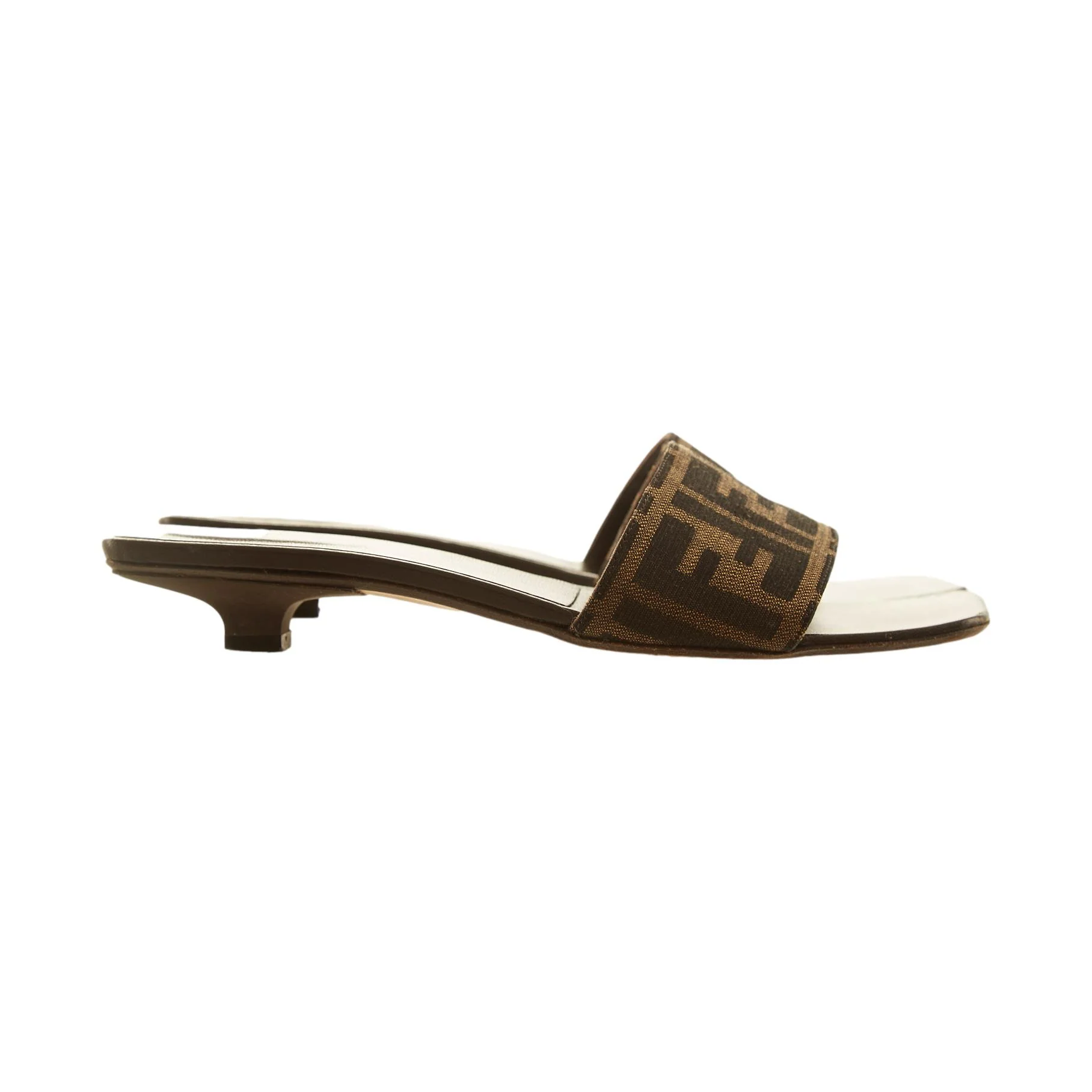 Fendi Brown Logo Kitten Heel - Image 3
