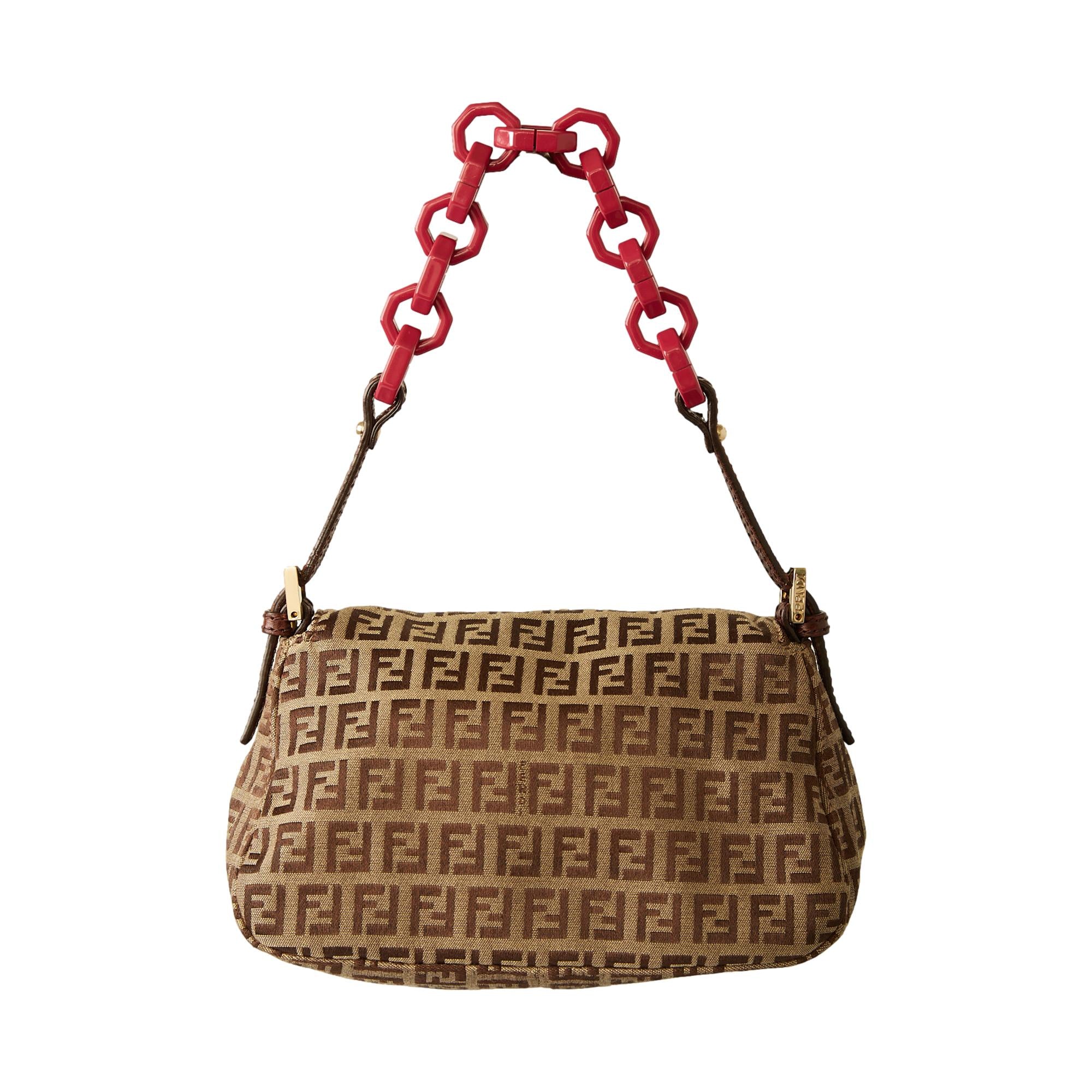 Fendi Brown Logo Mini Chain Baguette Bag - Image 2