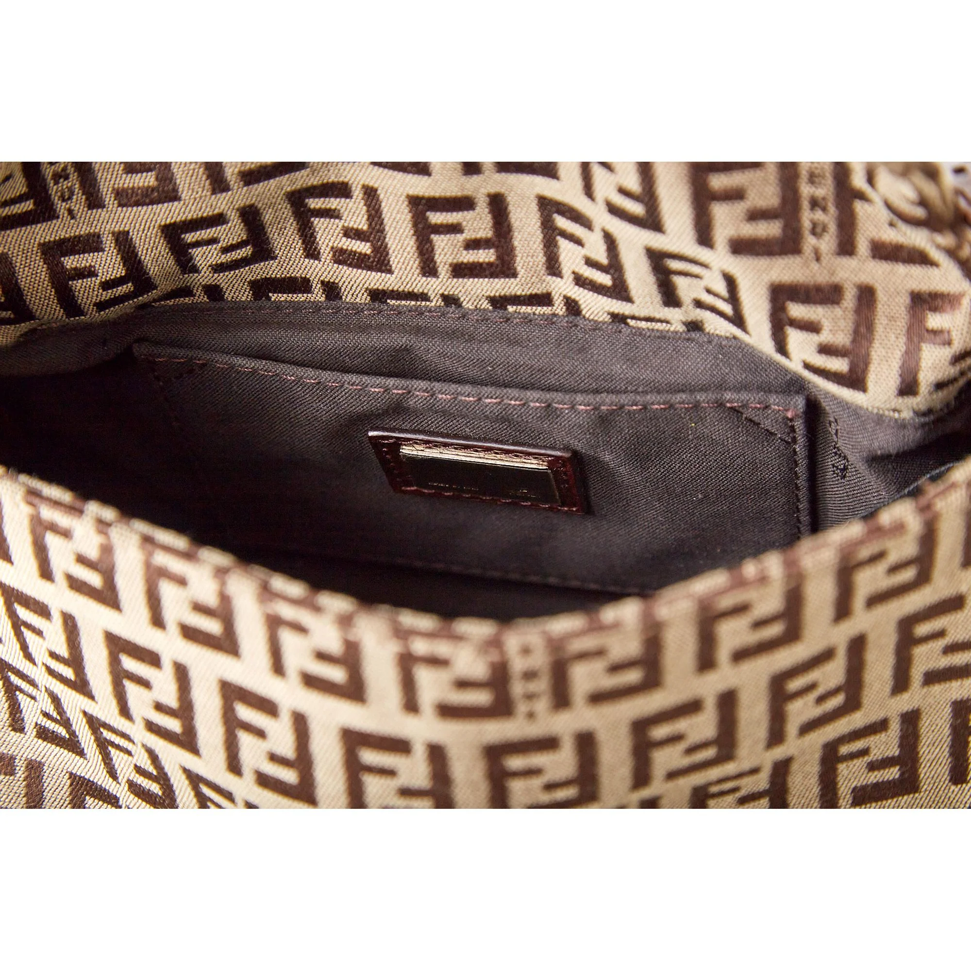 Fendi Brown Logo Mini Chain Baguette Bag - Image 4