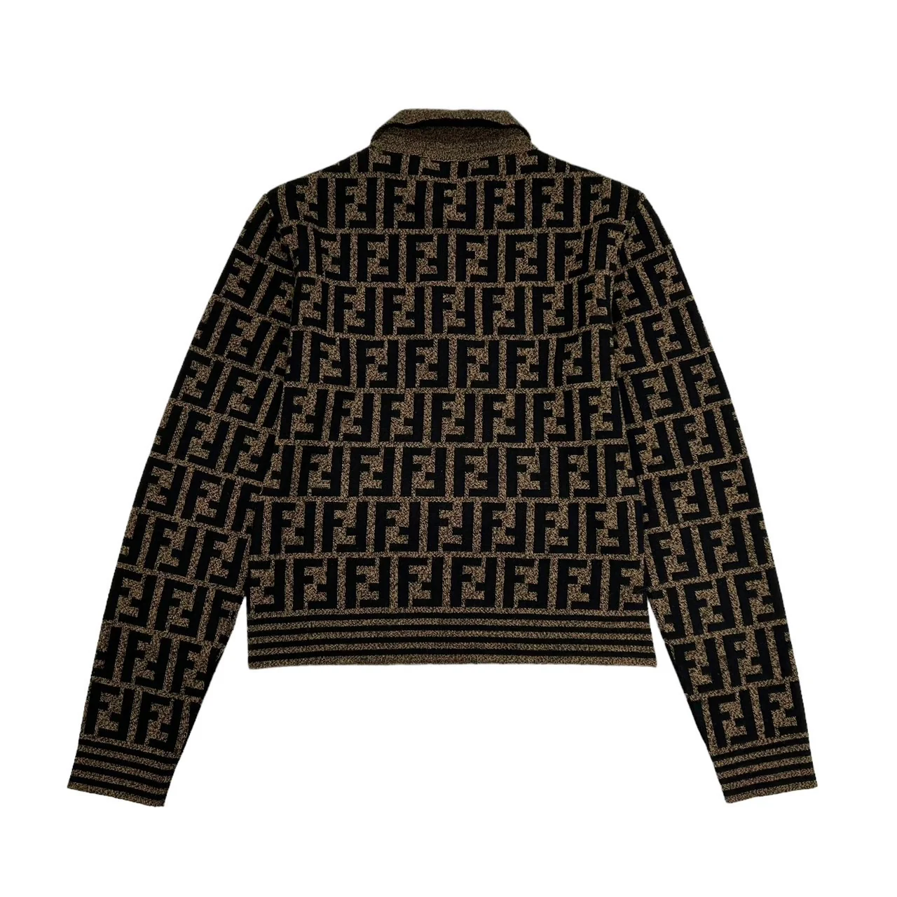 Fendi Brown Logo Polo Sweater - Image 2