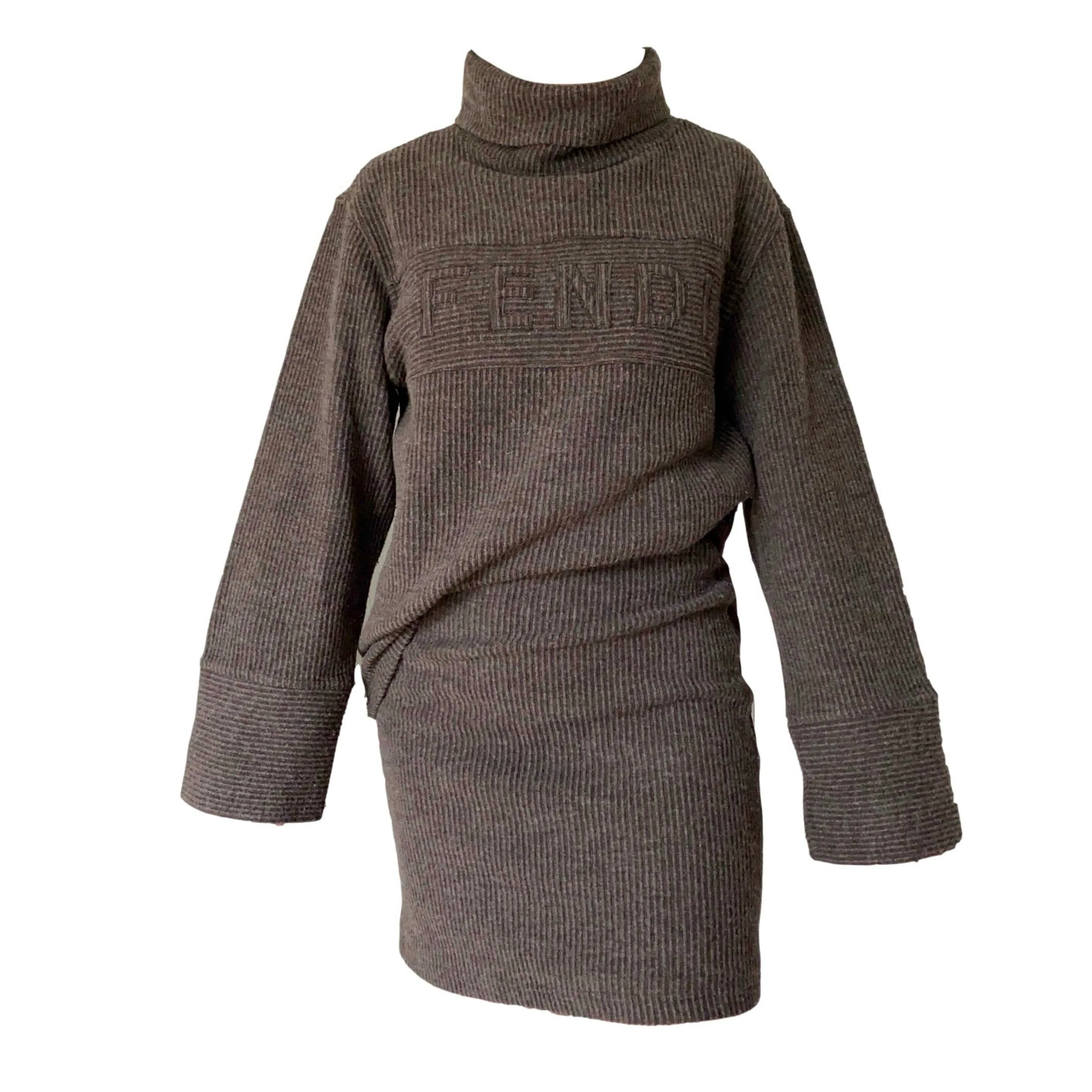 Fendi Brown Logo Skirt Set