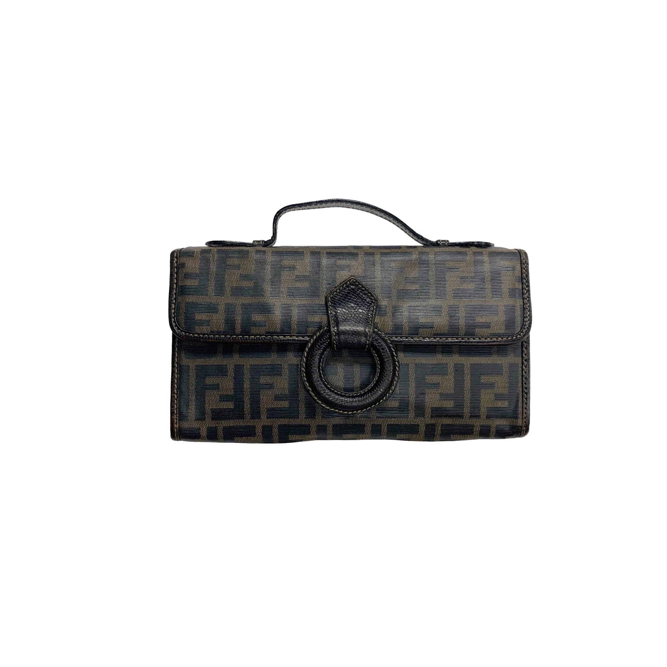 Fendi Brown Logo Small Top Handle