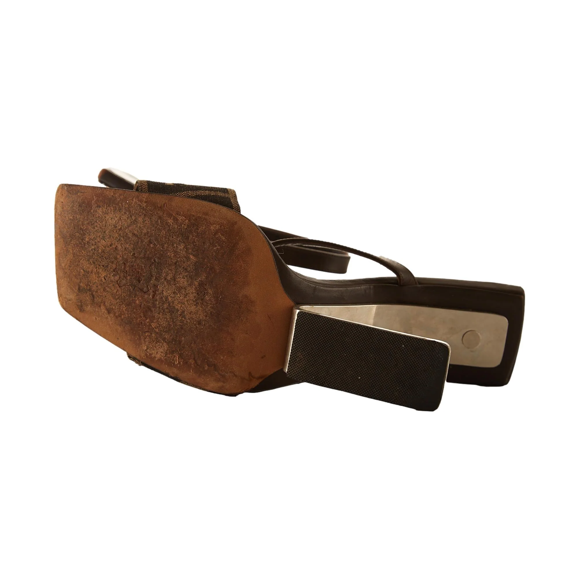 Fendi Brown Logo Strap Heels - Image 4