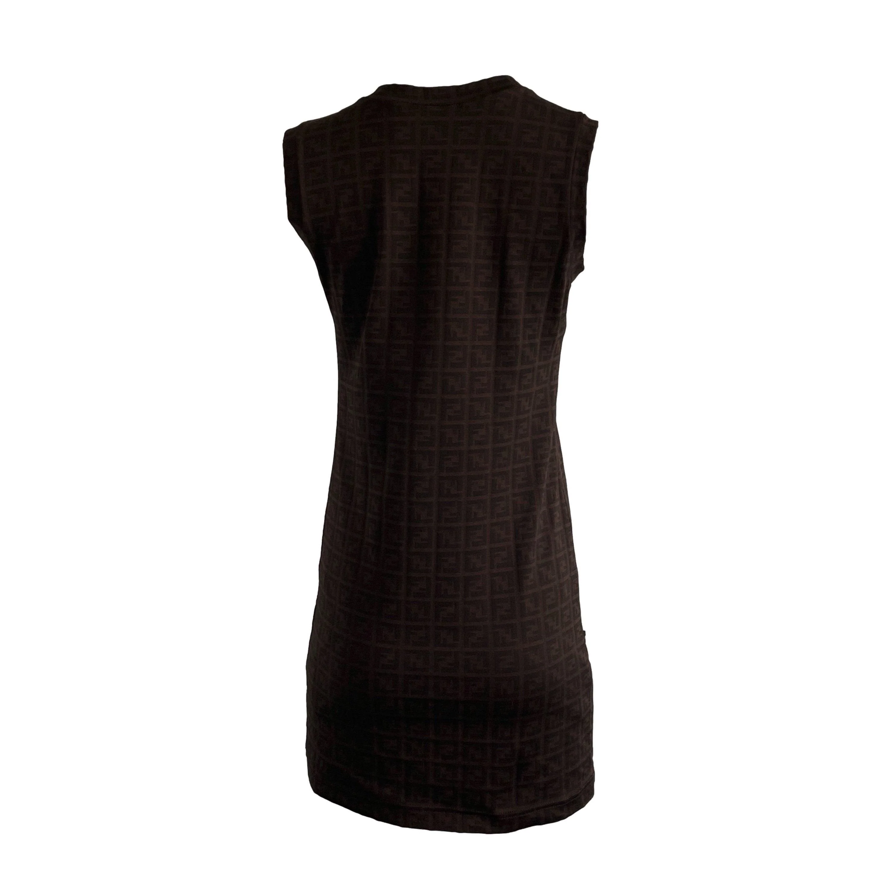 Fendi Brown Logo Stretch Dress - Image 2