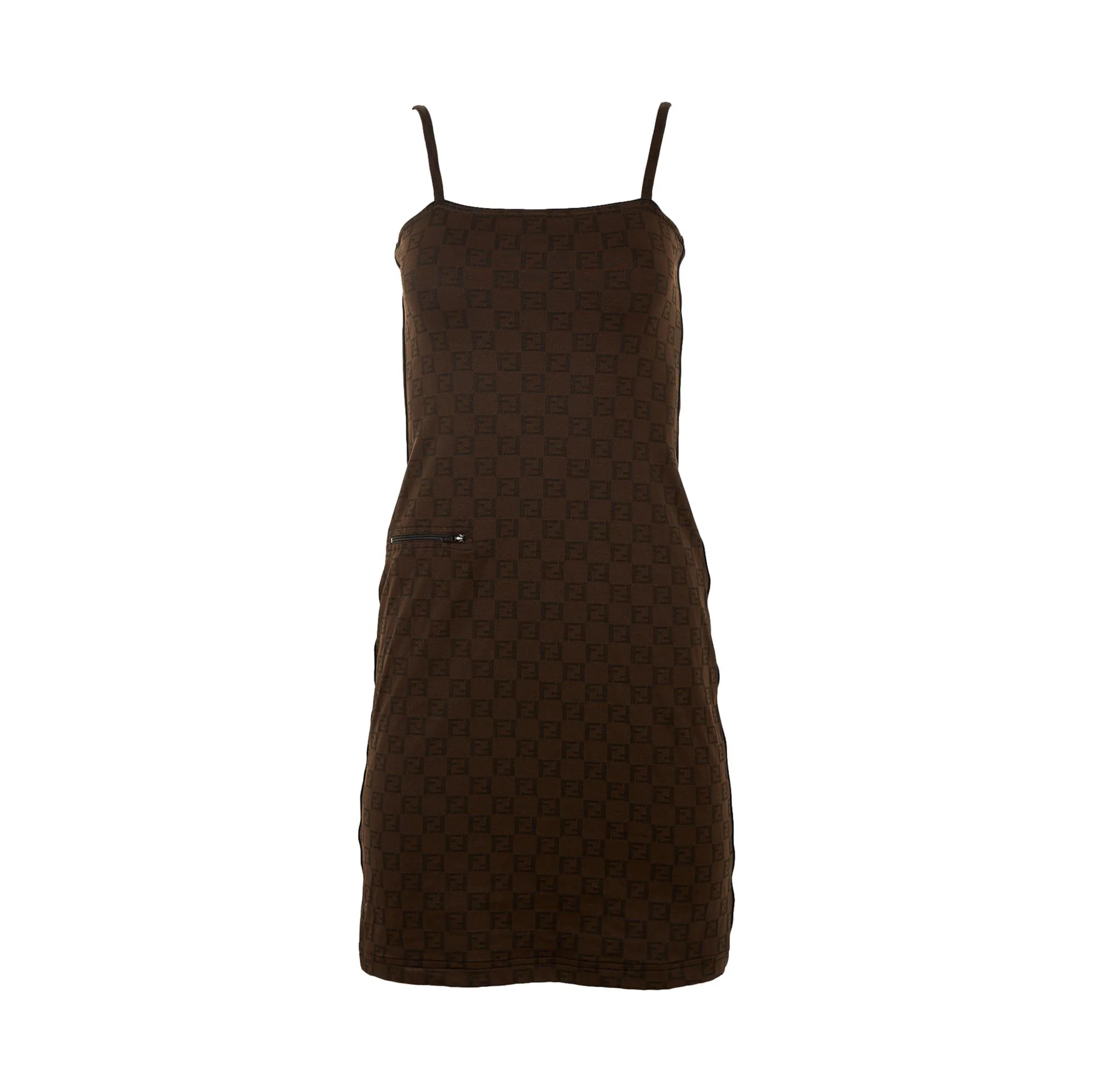 Fendi Brown Logo Striped Dress