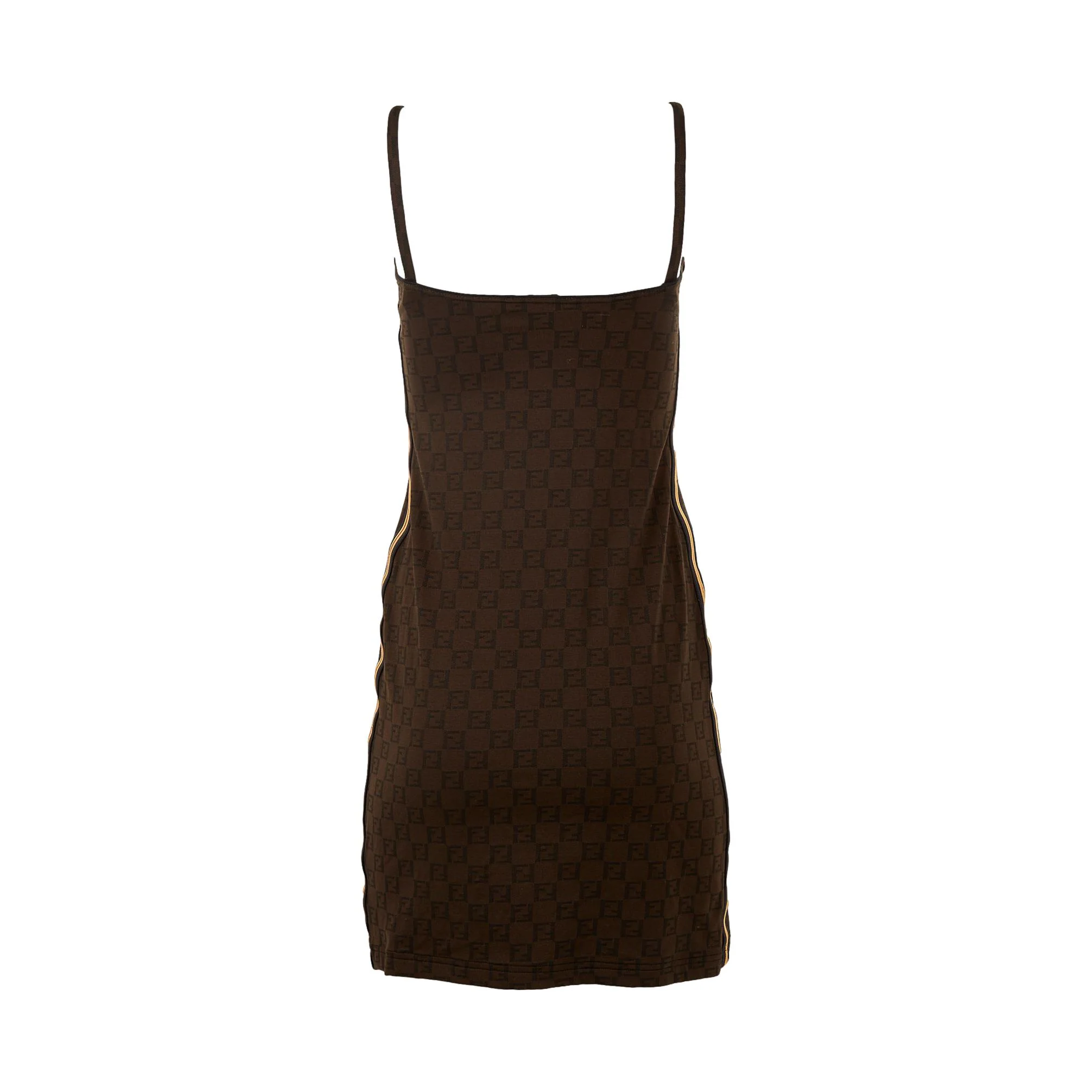 Fendi Brown Logo Striped Dress - Image 2
