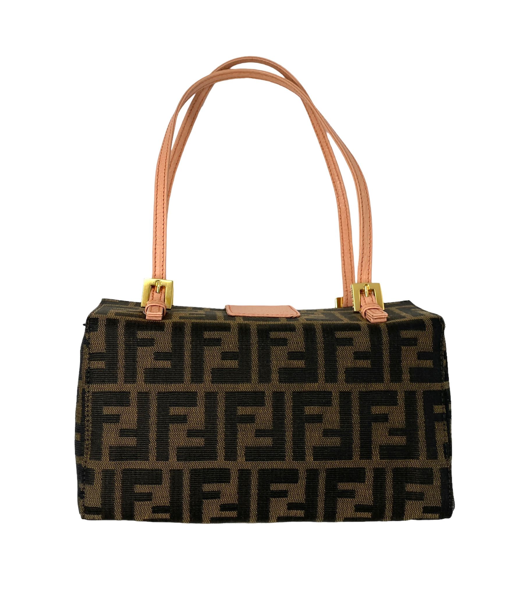 Fendi Brown Logo Structured Shoulder Bag - Image 2