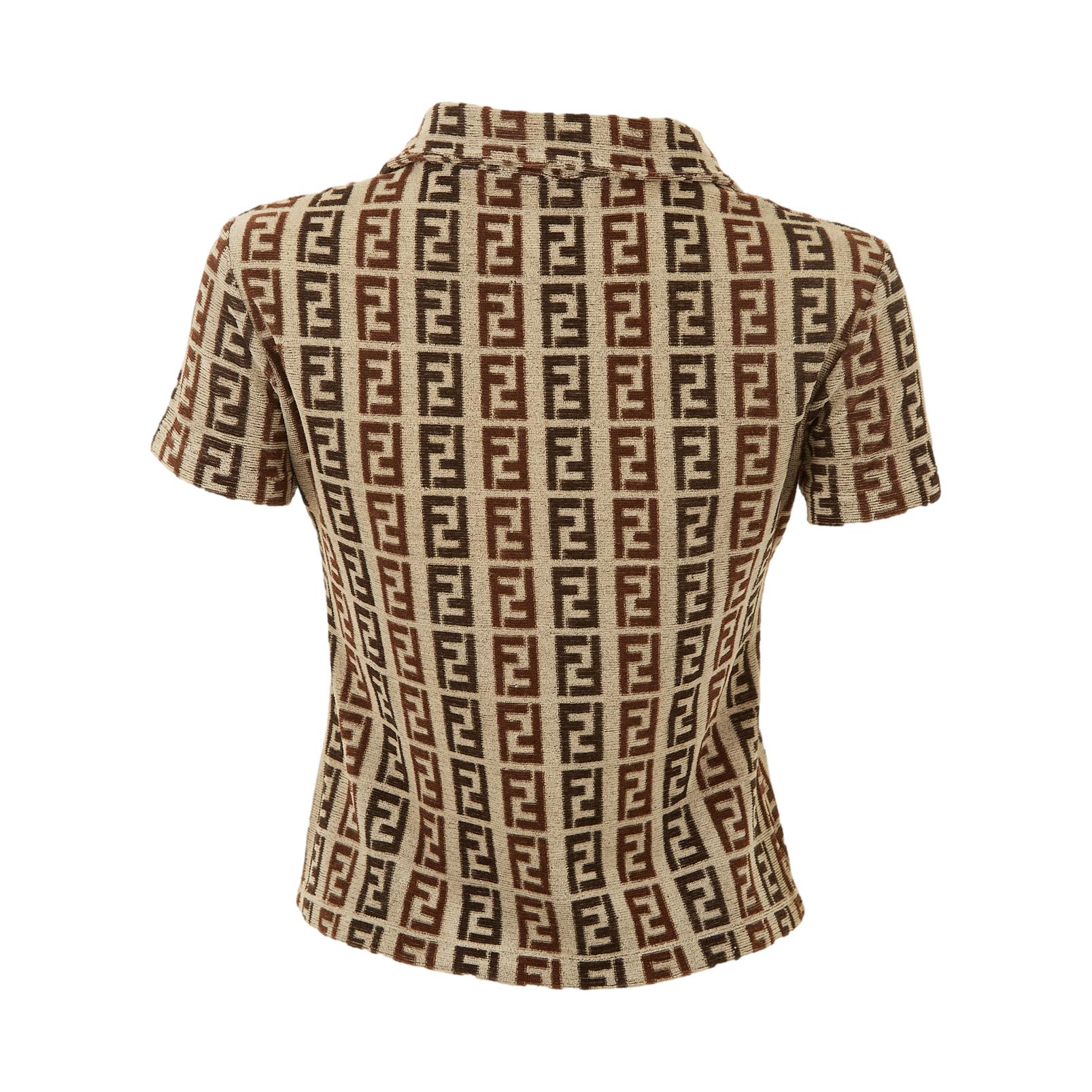 Fendi Brown Logo Terry Cloth Polo - Image 2