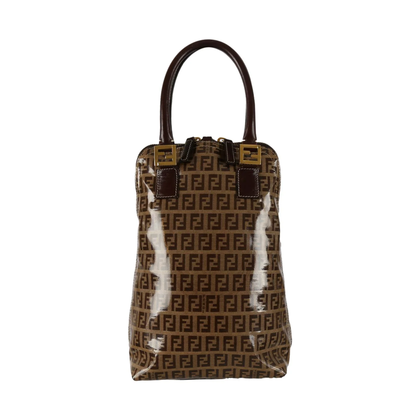Fendi Brown Logo Top Handle Bag